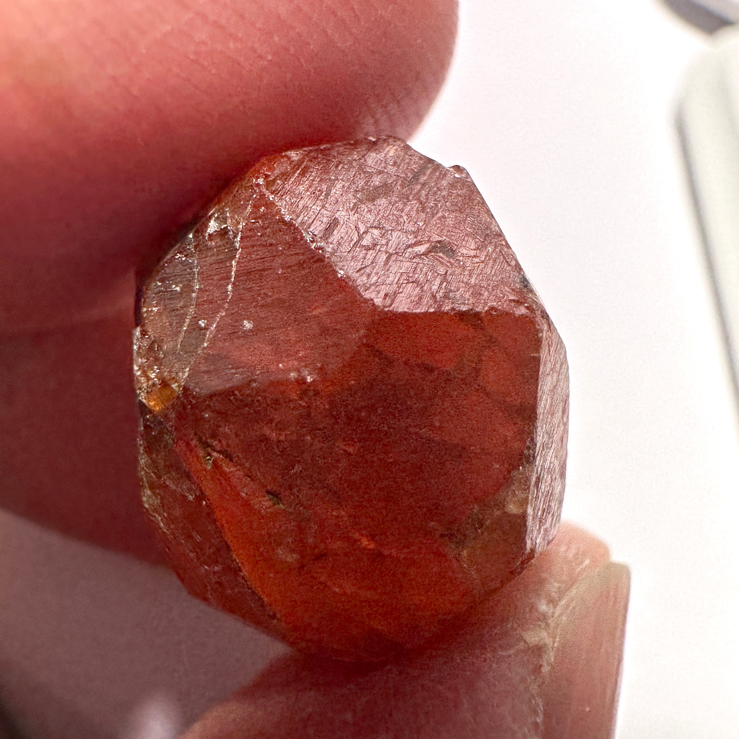 8.1gm Mandarin Spessartite Garnet Crystal, Loliondo in Tanzania, Untreated Unheated