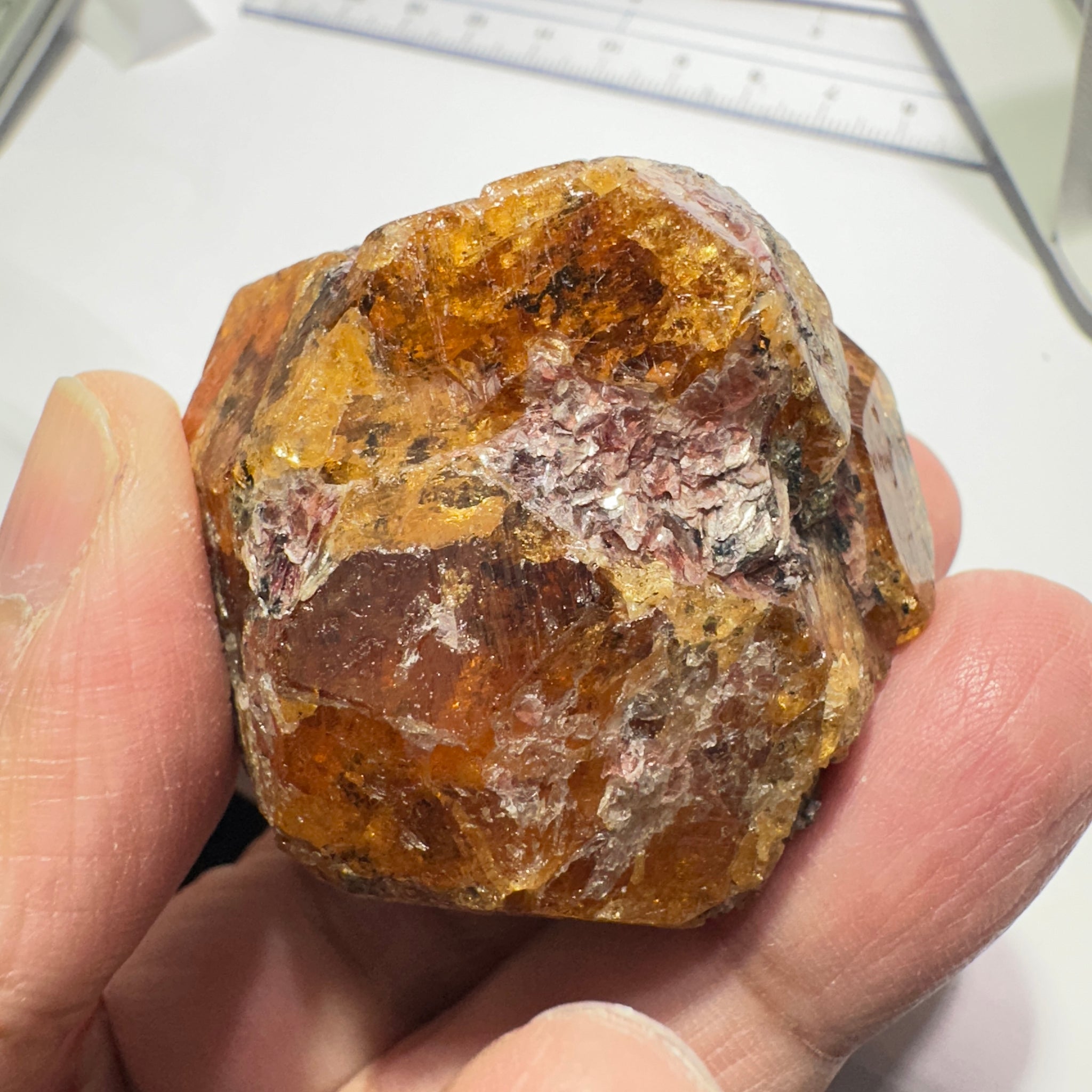 Mandarin Spessartite Garnet Crystal 95.30gm, 45 x 41 x 29mm, Untreated Unheated