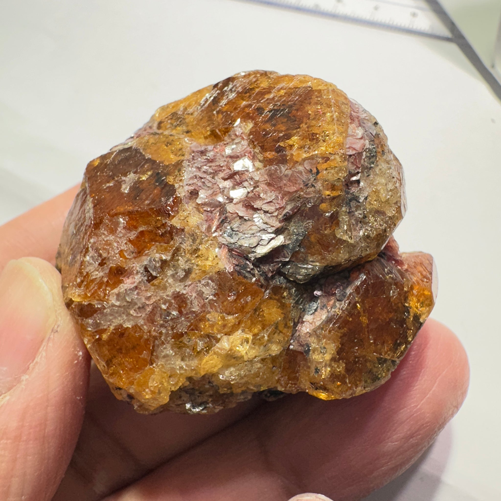 Mandarin Spessartite Garnet Crystal 95.30gm, 45 x 41 x 29mm, Untreated Unheated