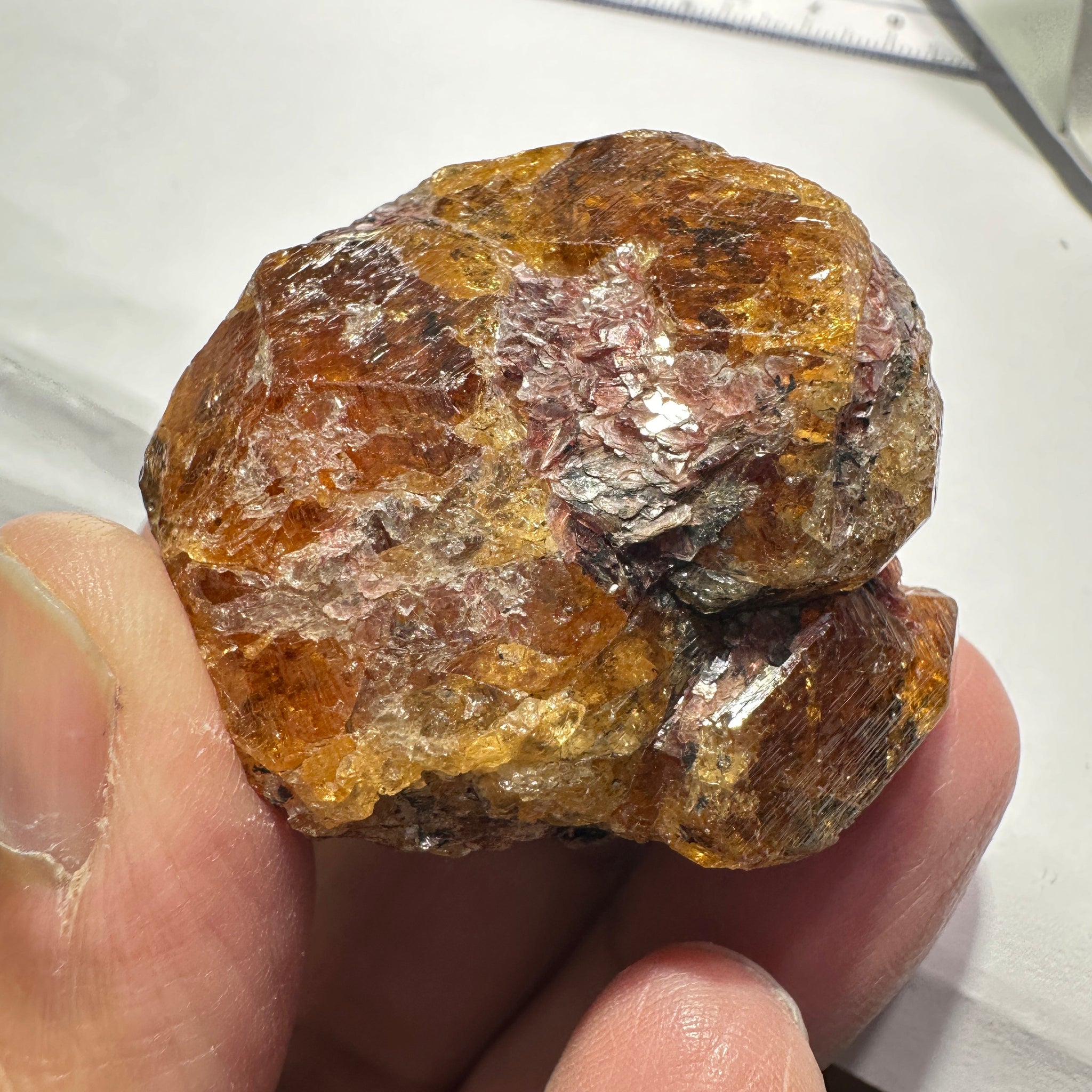 Mandarin Spessartite Garnet Crystal 95.30gm, 45 x 41 x 29mm, Untreated Unheated