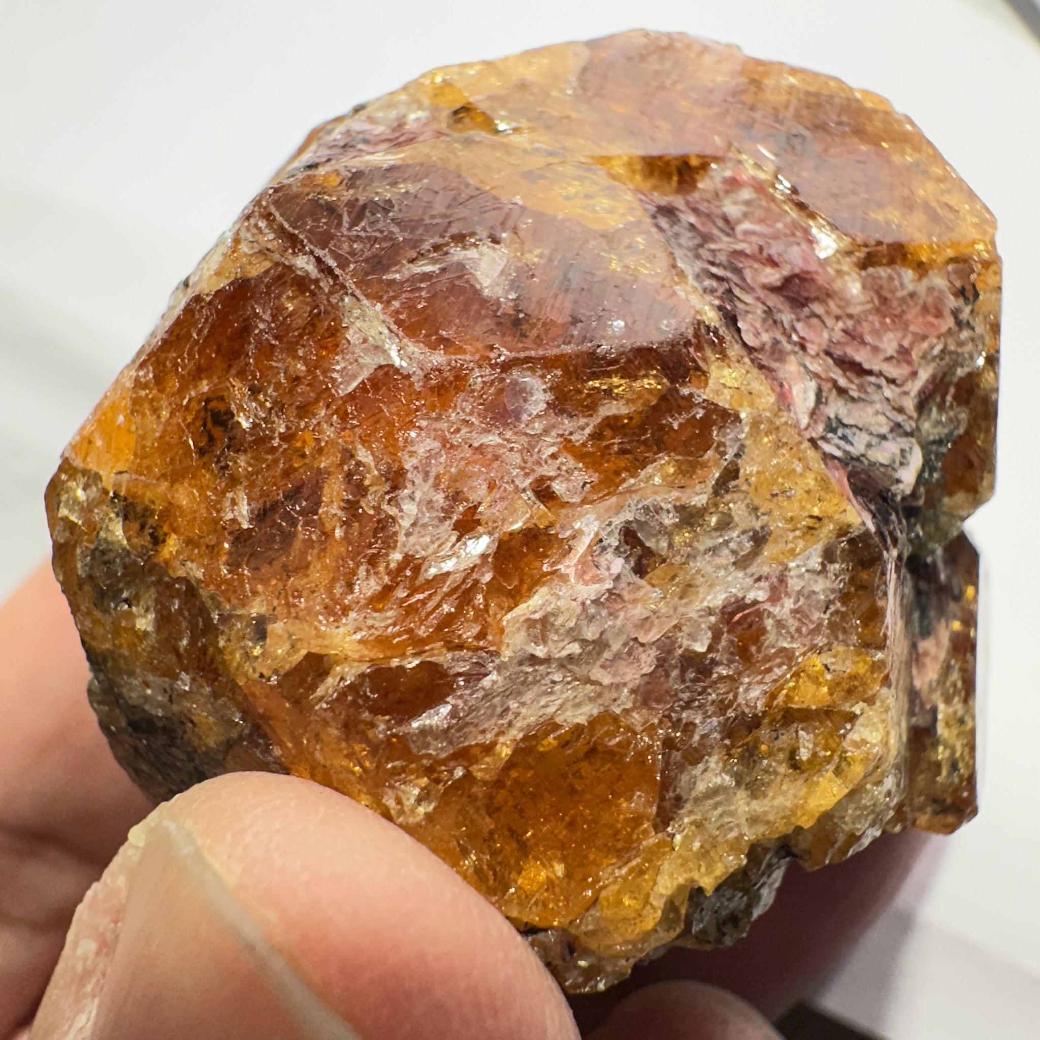 Mandarin Spessartite Garnet Crystal 95.30gm, 45 x 41 x 29mm, Untreated Unheated