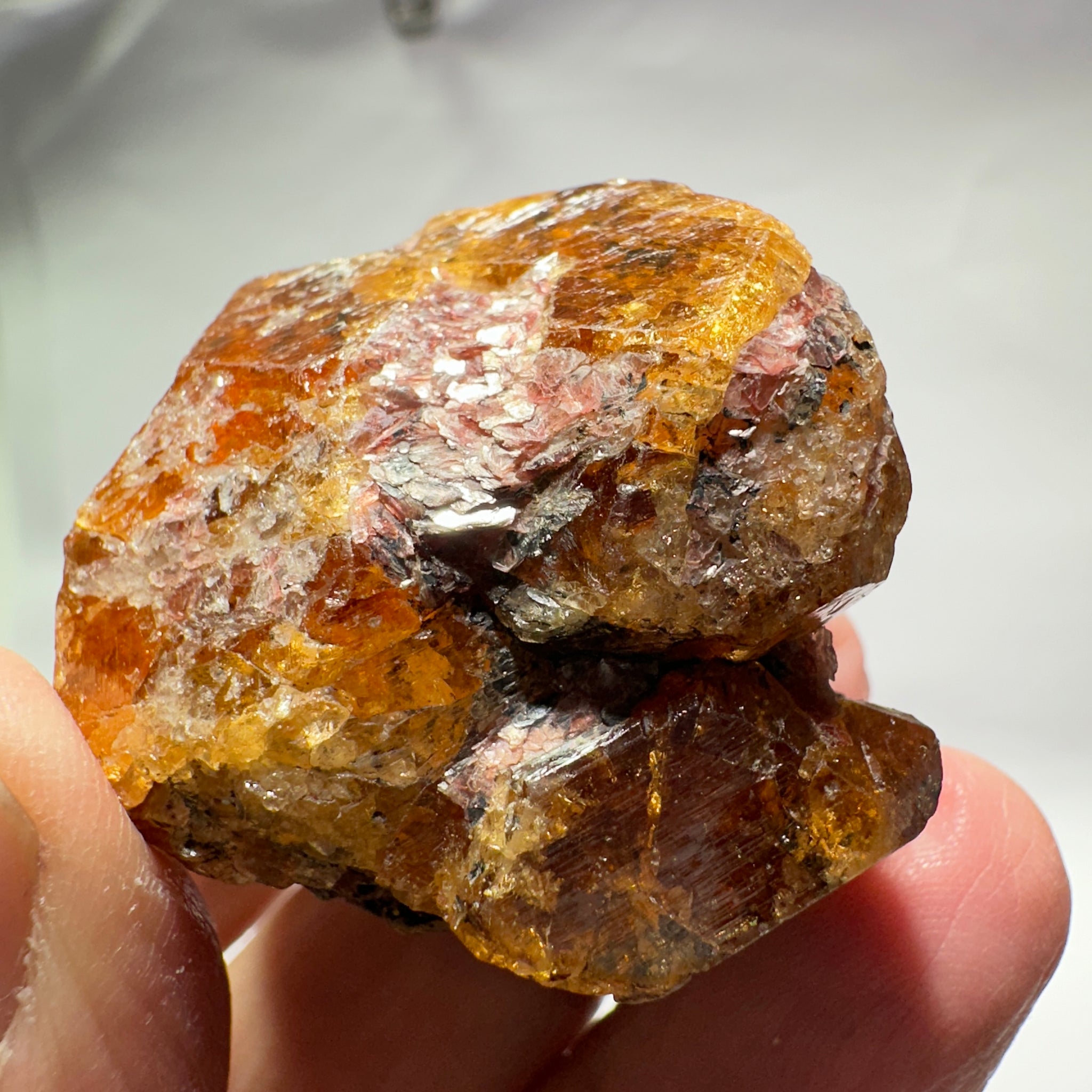 Mandarin Spessartite Garnet Crystal 95.30gm, 45 x 41 x 29mm, Untreated Unheated