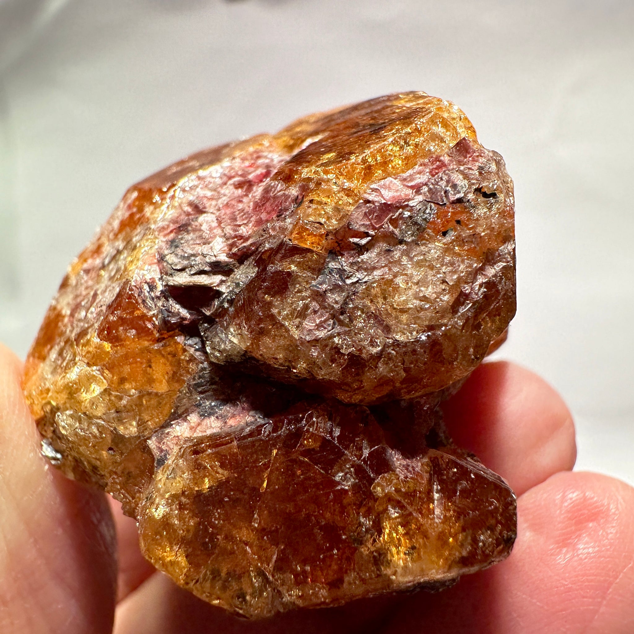 Mandarin Spessartite Garnet Crystal 95.30gm, 45 x 41 x 29mm, Untreated Unheated