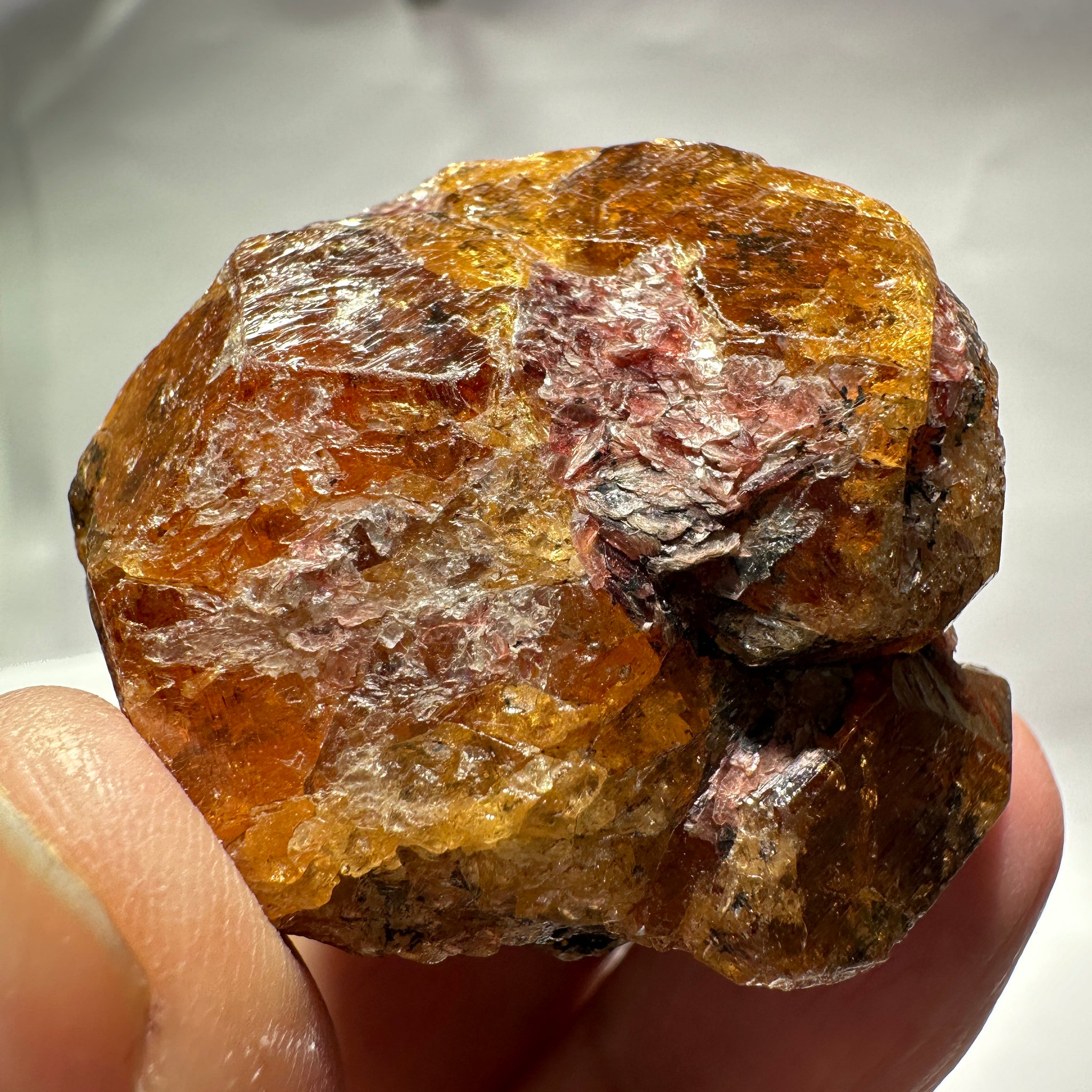 Mandarin Spessartite Garnet Crystal 95.30gm, 45 x 41 x 29mm, Untreated Unheated