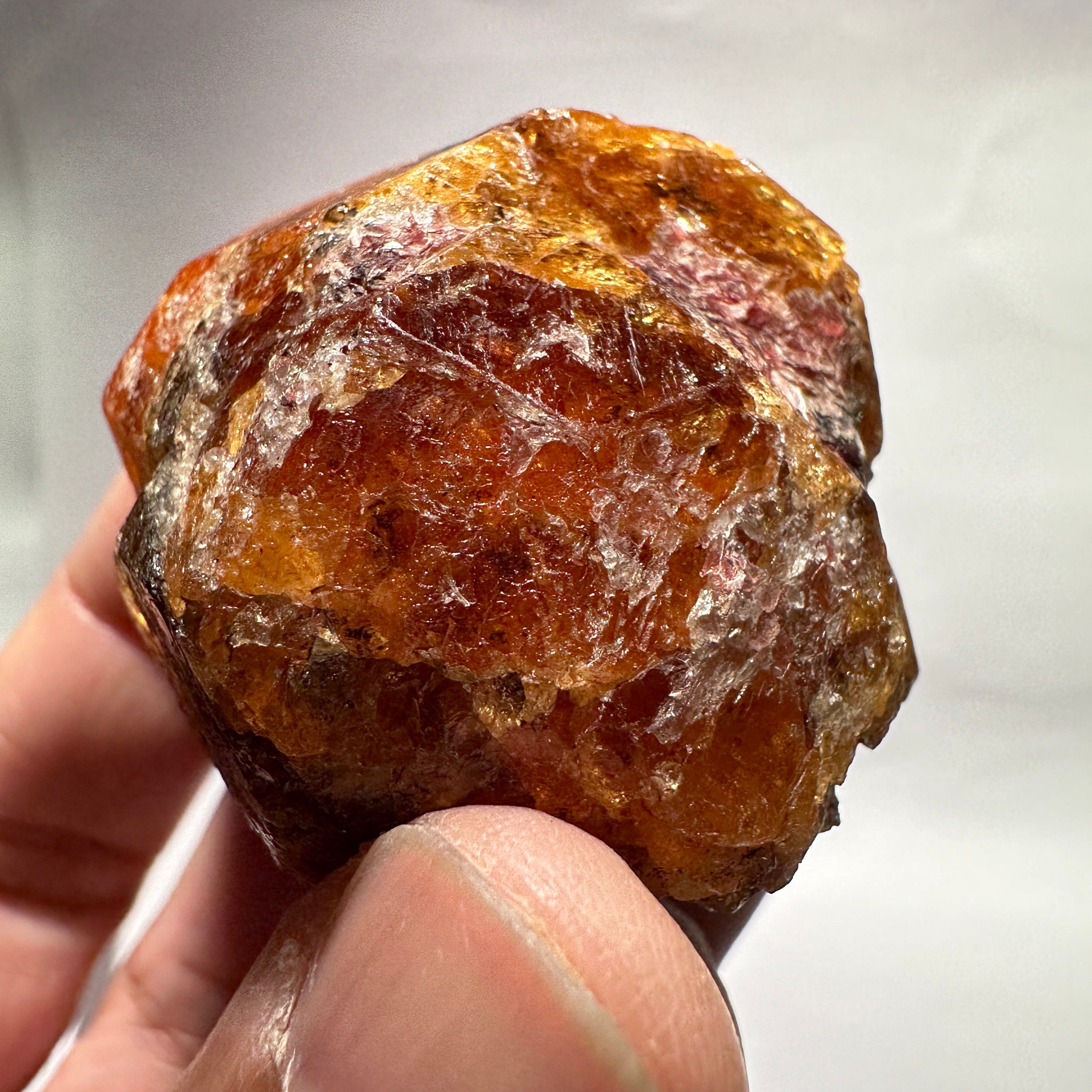 Mandarin Spessartite Garnet Crystal 95.30gm, 45 x 41 x 29mm, Untreated Unheated