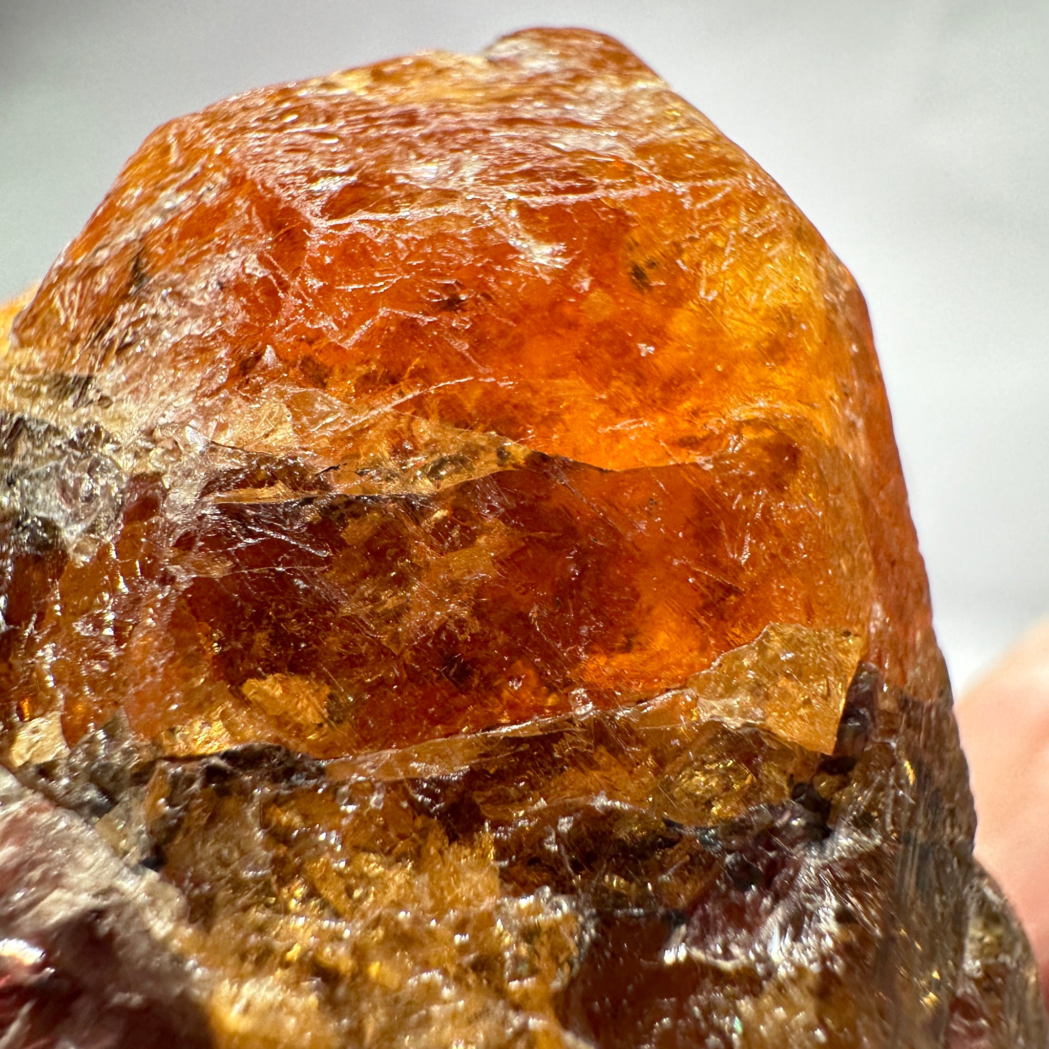 Mandarin Spessartite Garnet Crystal 95.30gm, 45 x 41 x 29mm, Untreated Unheated