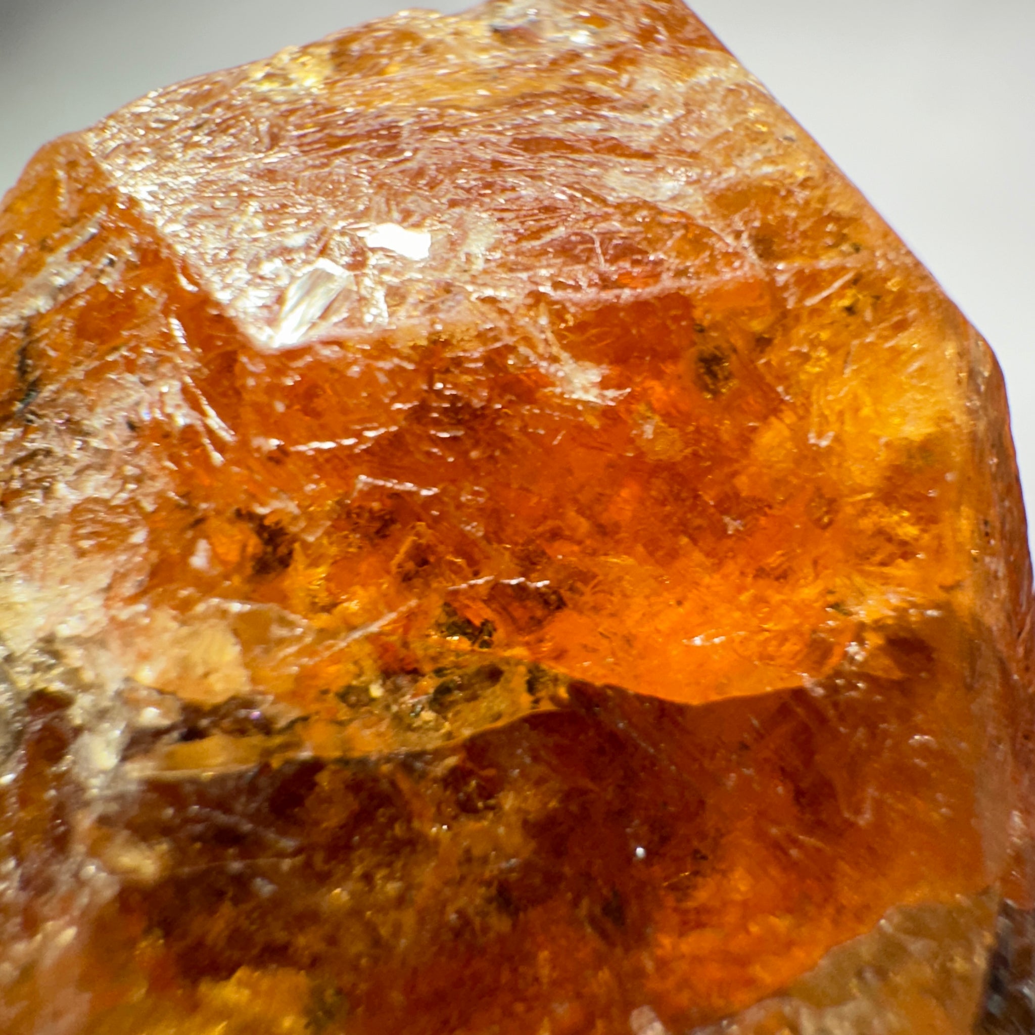 Mandarin Spessartite Garnet Crystal 95.30gm, 45 x 41 x 29mm, Untreated Unheated