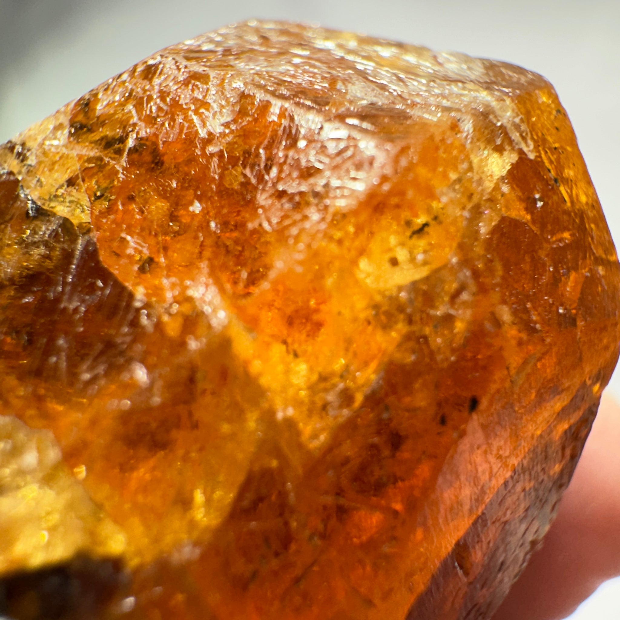 Mandarin Spessartite Garnet Crystal 95.30gm, 45 x 41 x 29mm, Untreated Unheated