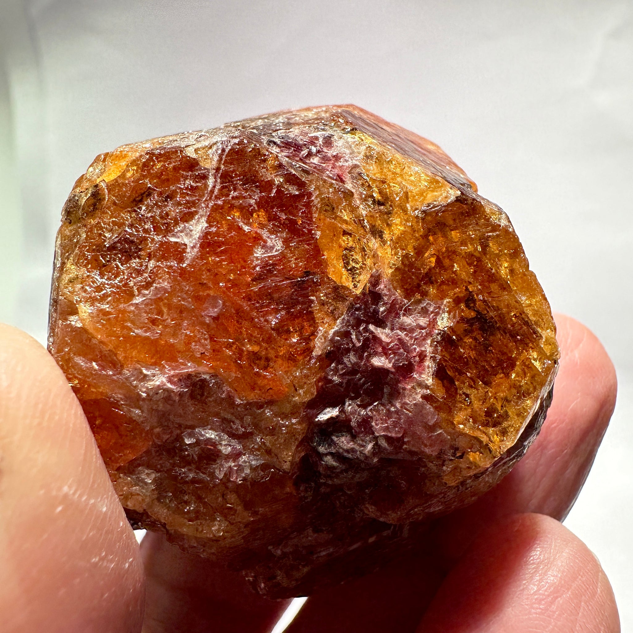 Mandarin Spessartite Garnet Crystal 95.30gm, 45 x 41 x 29mm, Untreated Unheated