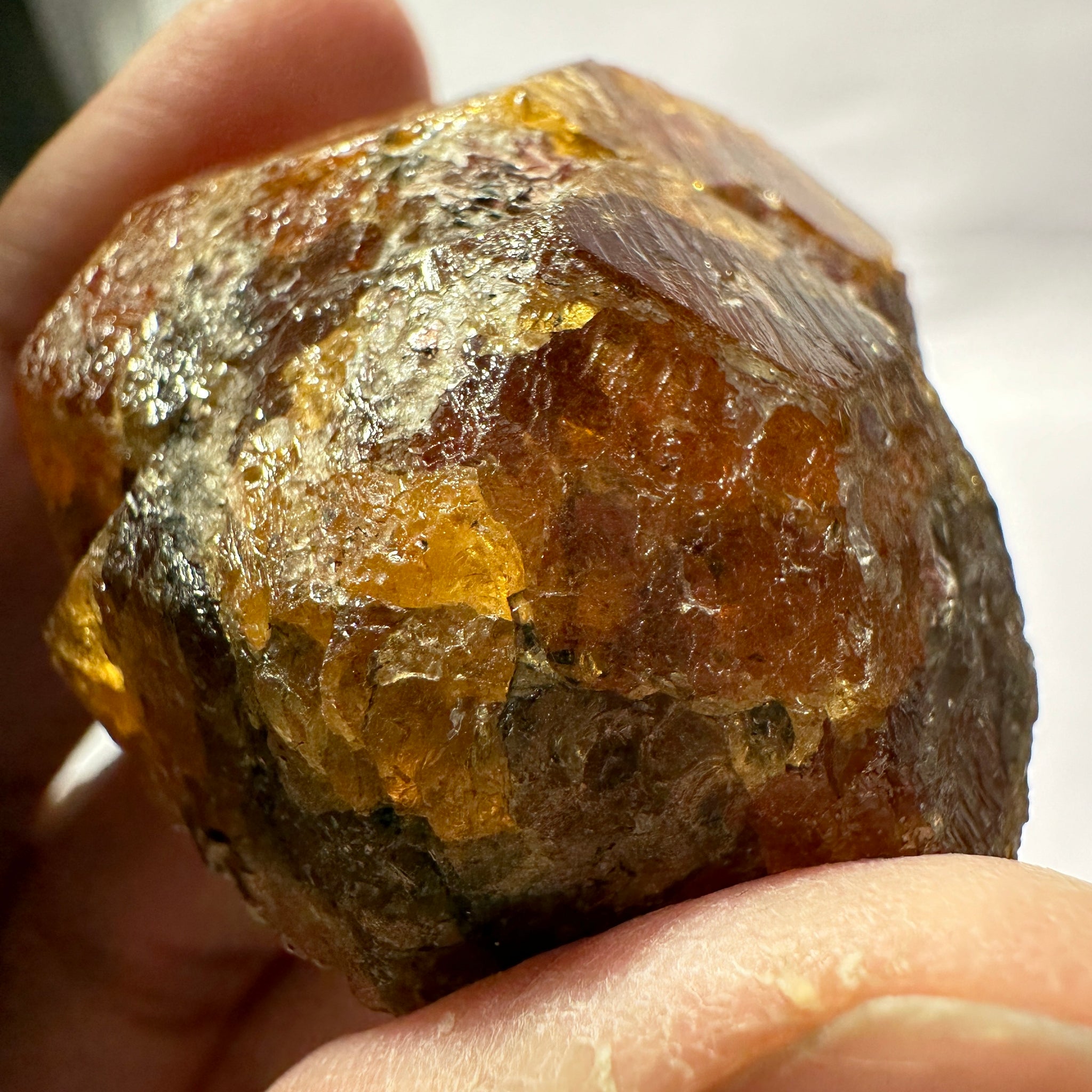 Mandarin Spessartite Garnet Crystal 95.30gm, 45 x 41 x 29mm, Untreated Unheated