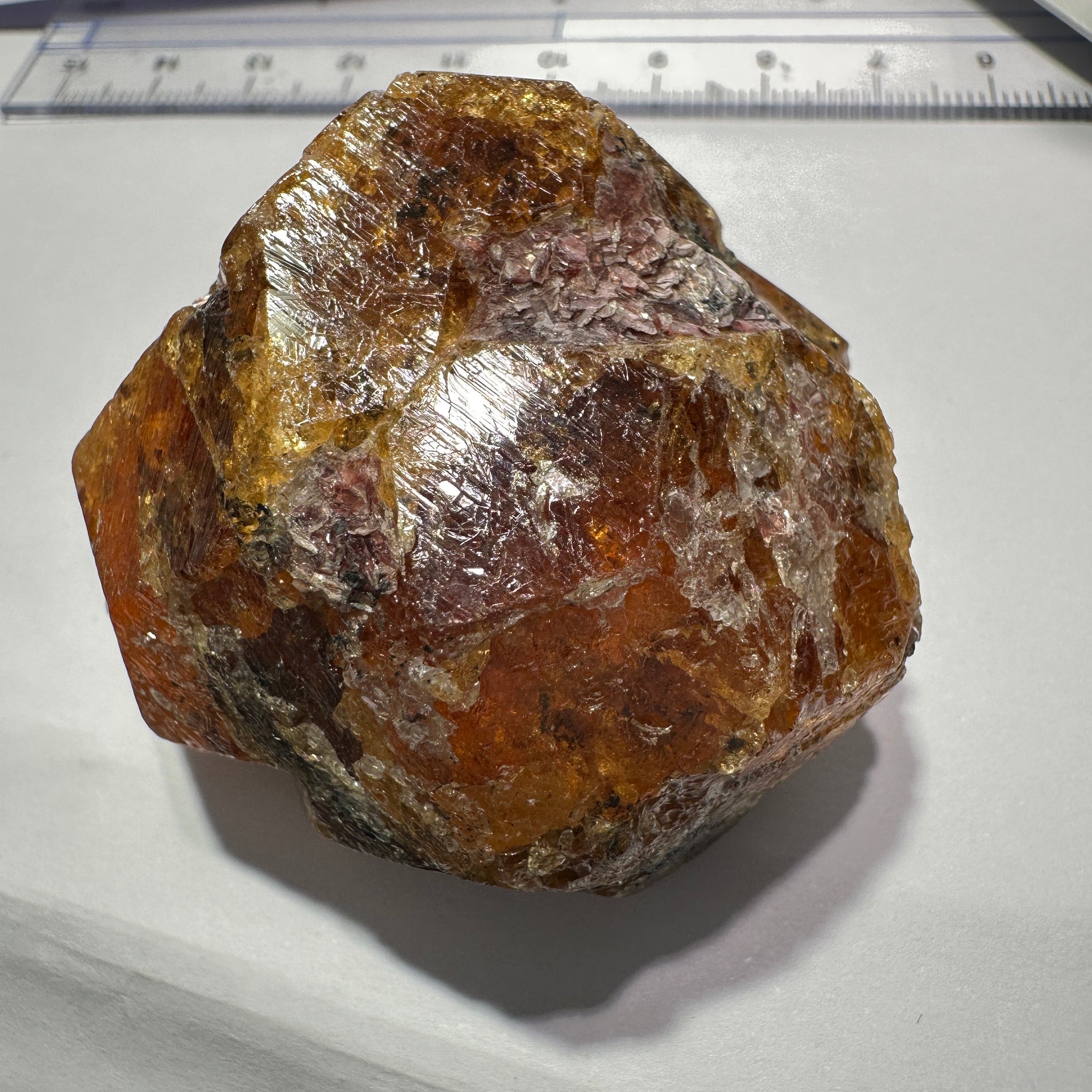 Mandarin Spessartite Garnet Crystal 95.30gm, 45 x 41 x 29mm, Untreated Unheated