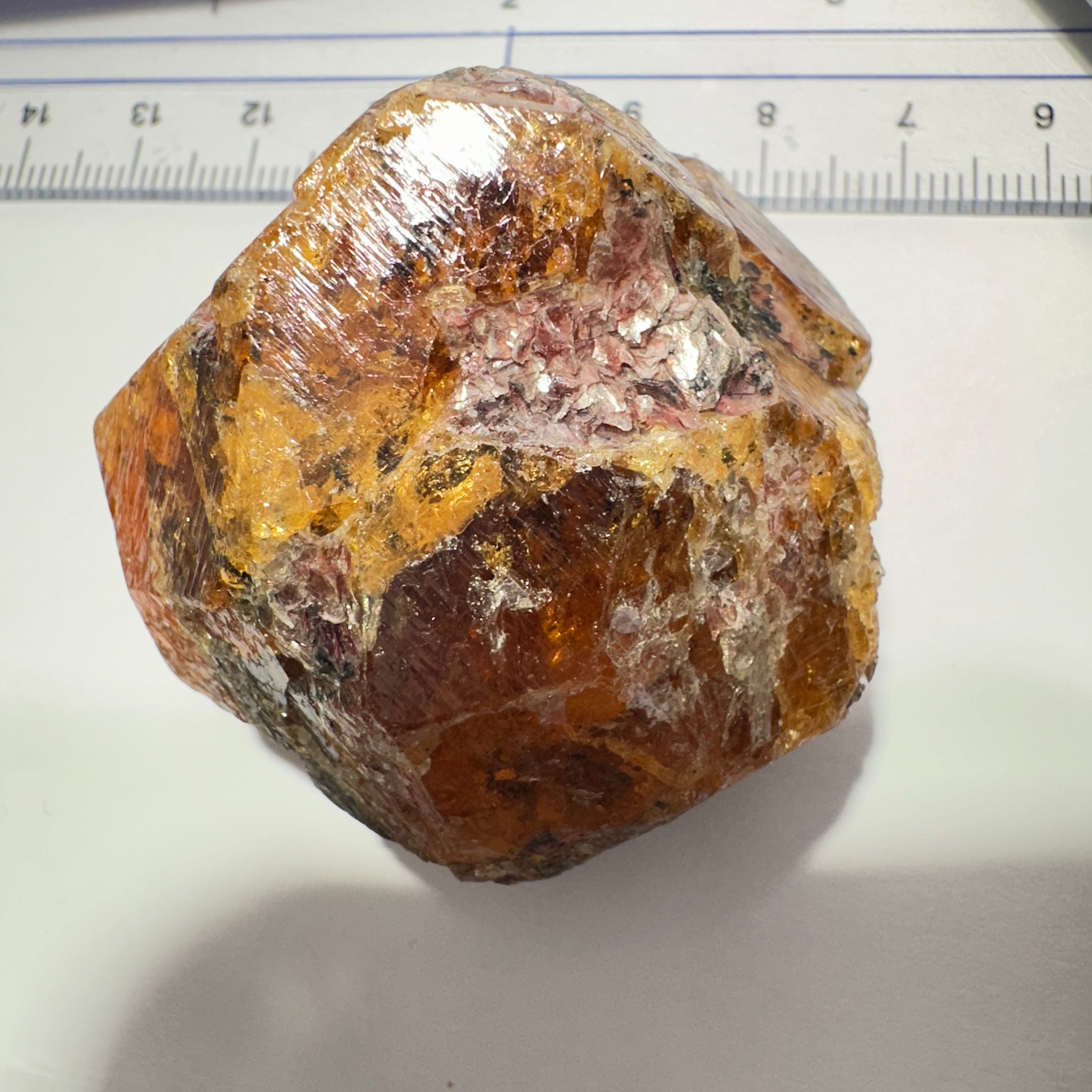 Mandarin Spessartite Garnet Crystal 95.30gm, 45 x 41 x 29mm, Untreated Unheated