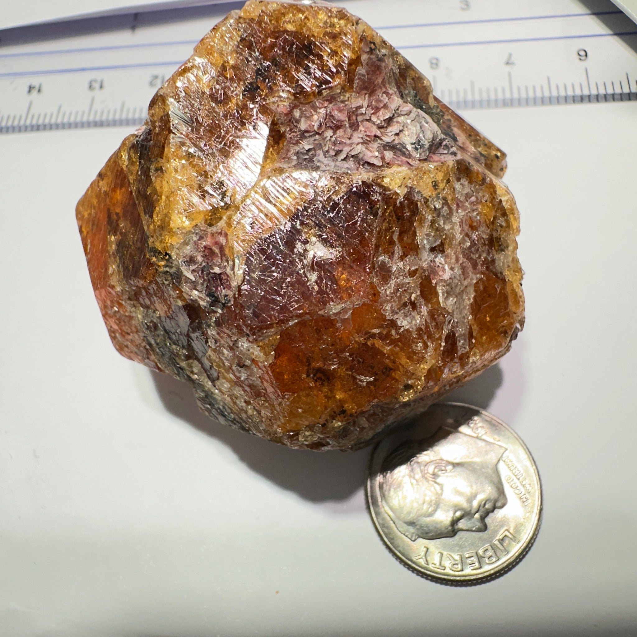 Mandarin Spessartite Garnet Crystal 95.30gm, 45 x 41 x 29mm, Untreated Unheated