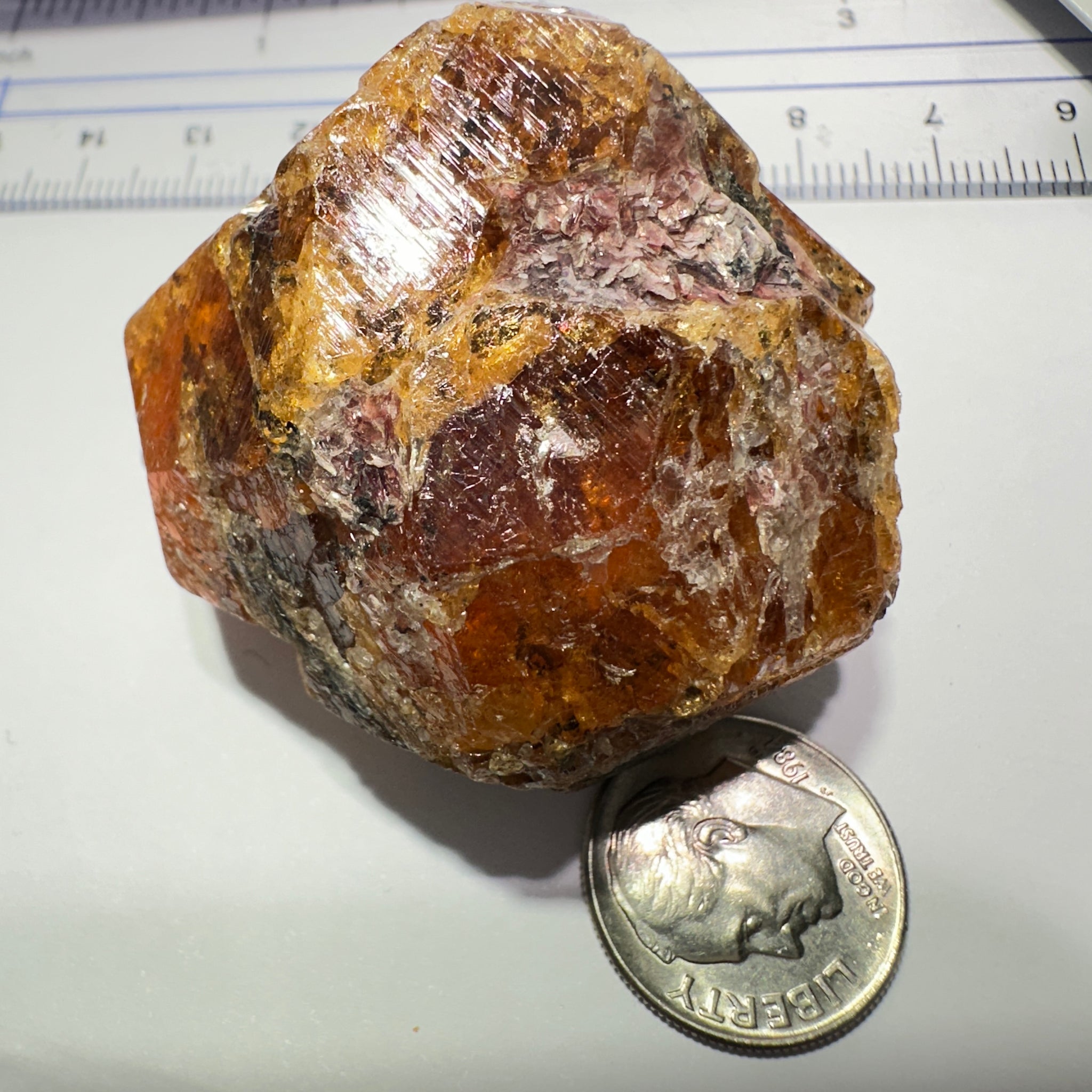 Mandarin Spessartite Garnet Crystal 95.30gm, 45 x 41 x 29mm, Untreated Unheated