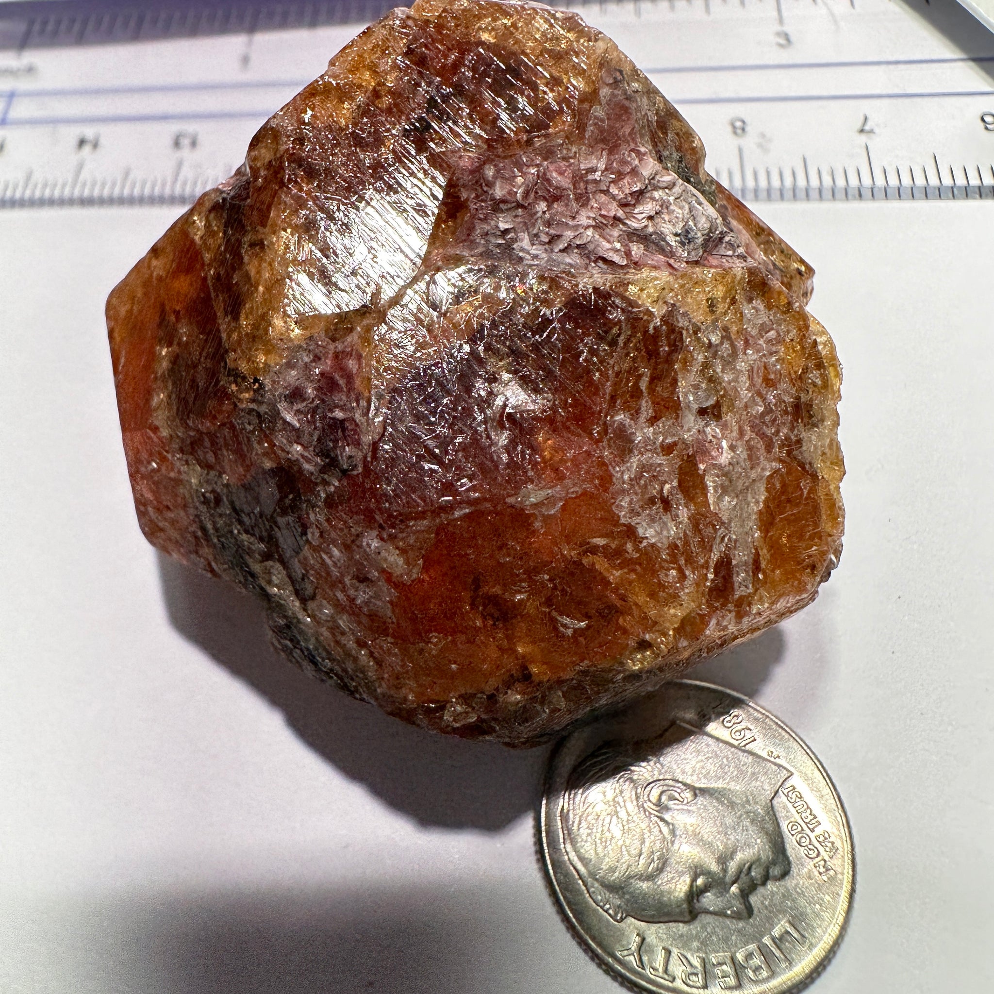 Mandarin Spessartite Garnet Crystal 95.30gm, 45 x 41 x 29mm, Untreated Unheated