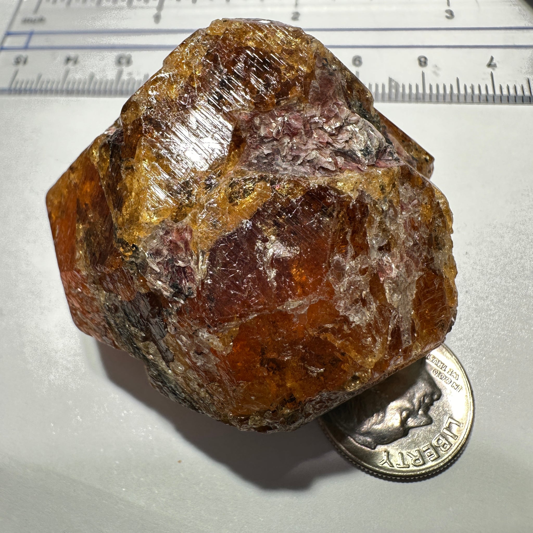 Mandarin Spessartite Garnet Crystal 95.30gm, 45 x 41 x 29mm, Untreated Unheated