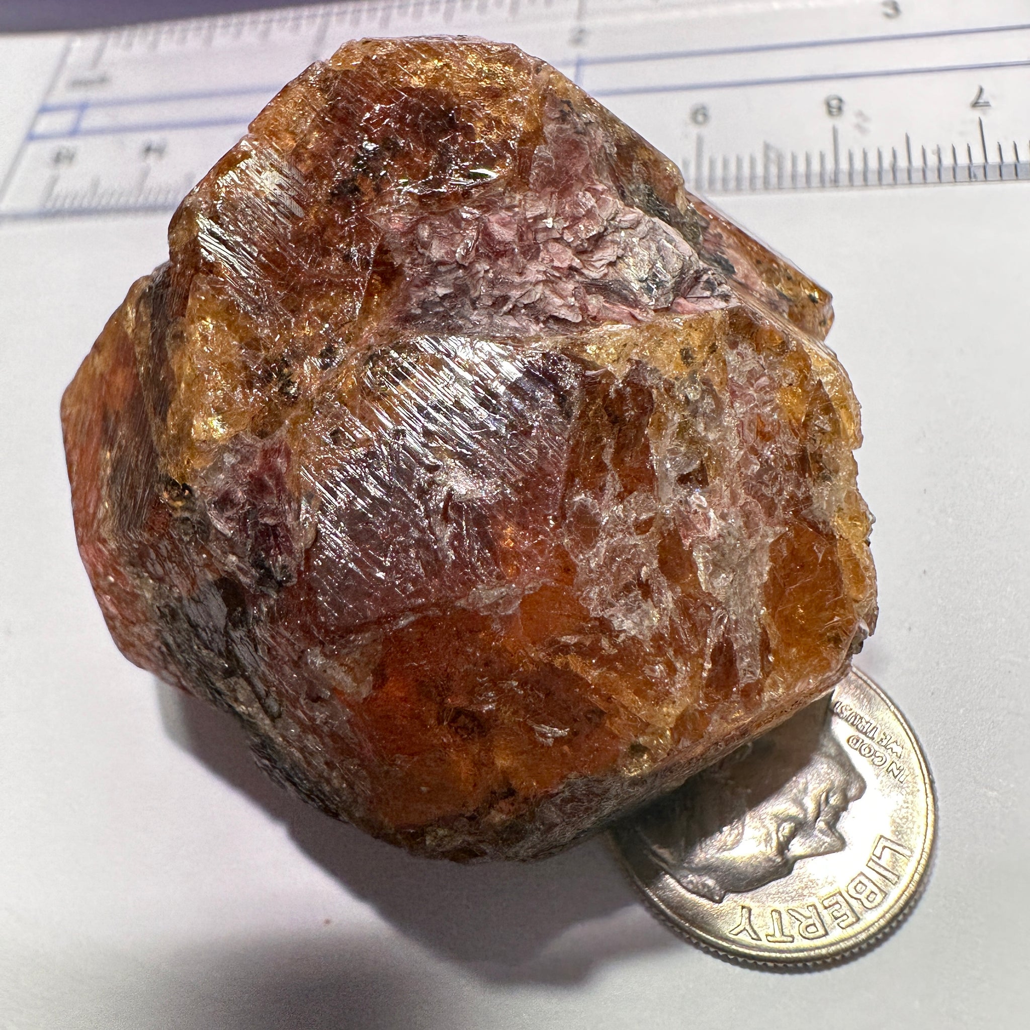 Mandarin Spessartite Garnet Crystal 95.30gm, 45 x 41 x 29mm, Untreated Unheated
