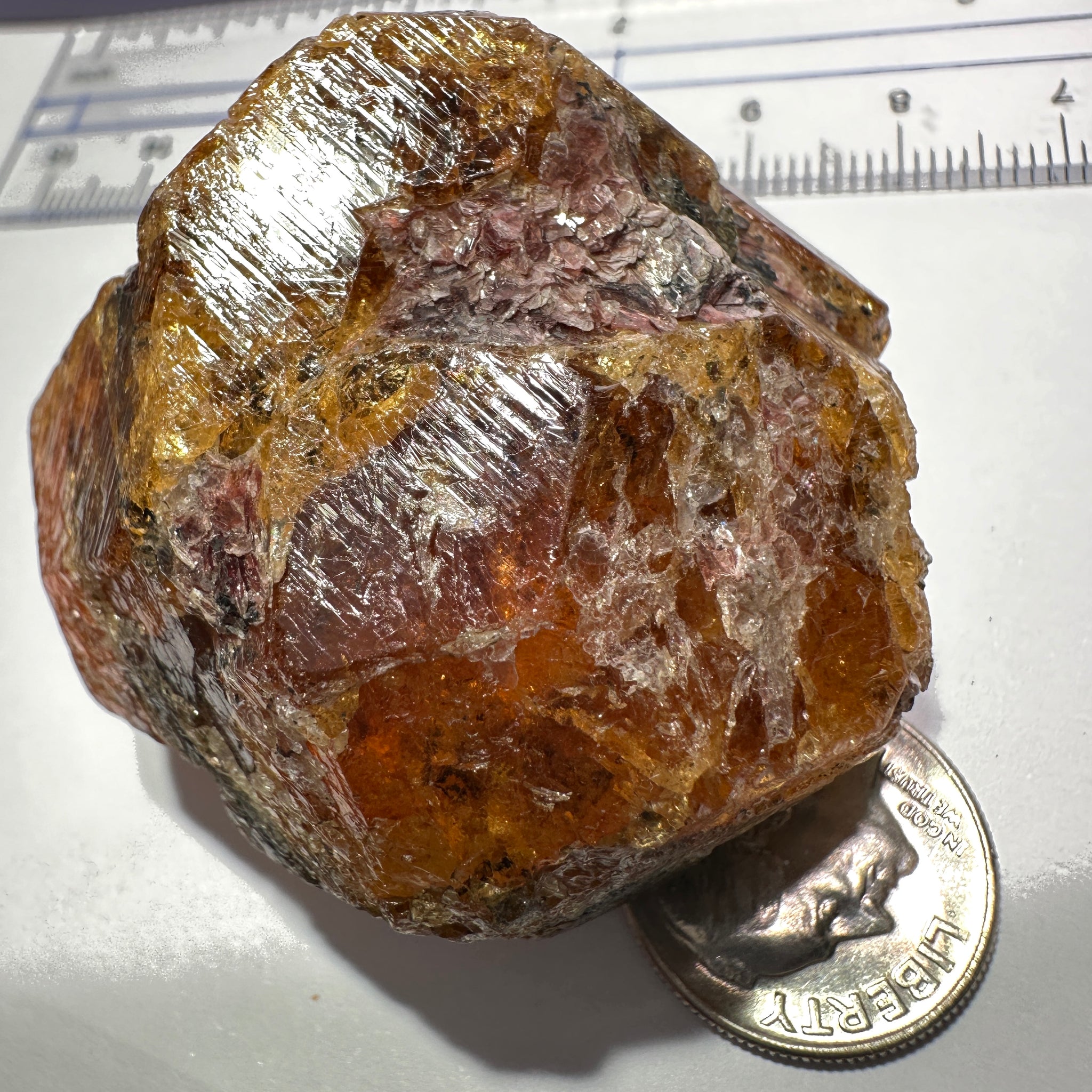 Mandarin Spessartite Garnet Crystal 95.30gm, 45 x 41 x 29mm, Untreated Unheated