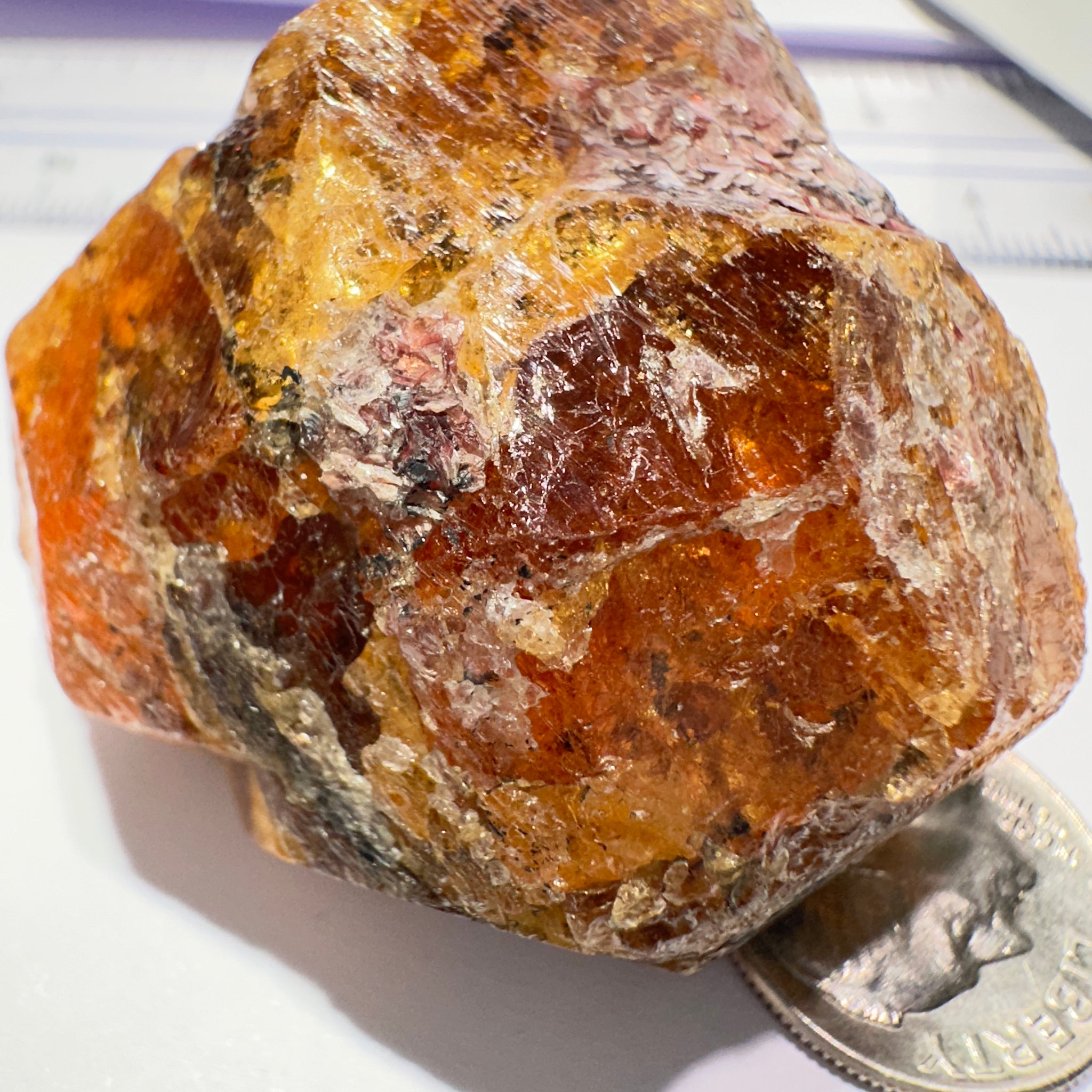 Mandarin Spessartite Garnet Crystal 95.30gm, 45 x 41 x 29mm, Untreated Unheated