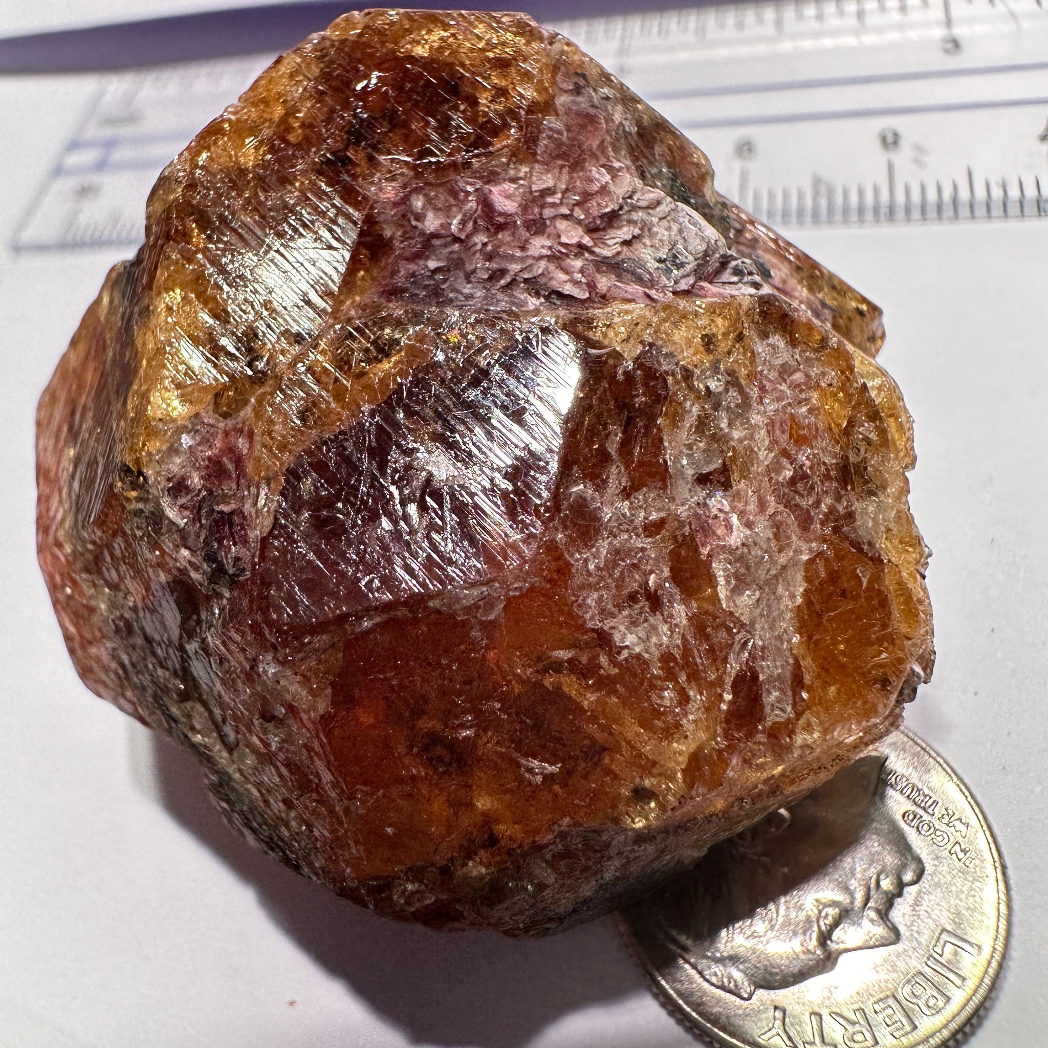 Mandarin Spessartite Garnet Crystal 95.30gm, 45 x 41 x 29mm, Untreated Unheated