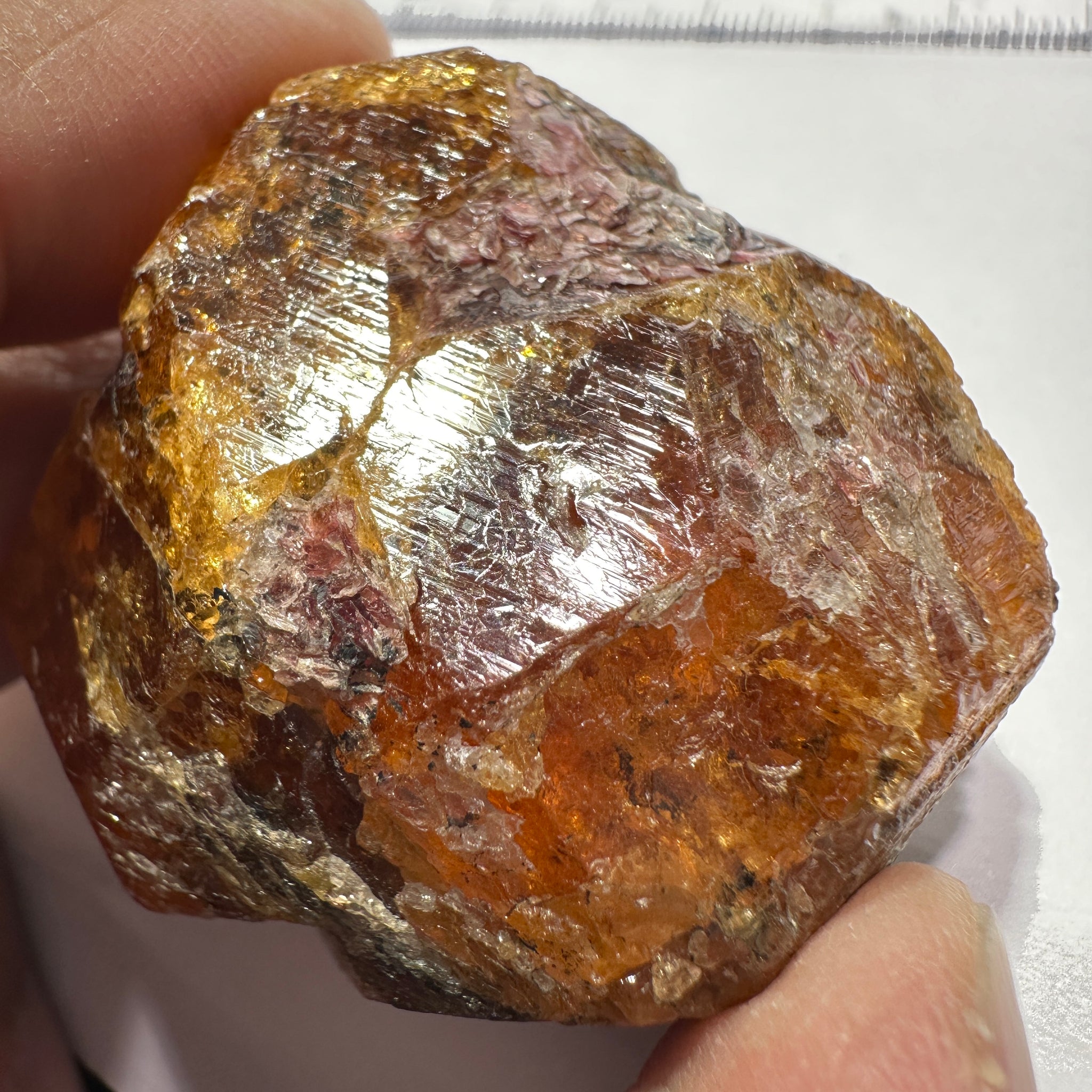 Mandarin Spessartite Garnet Crystal 95.30gm, 45 x 41 x 29mm, Untreated Unheated