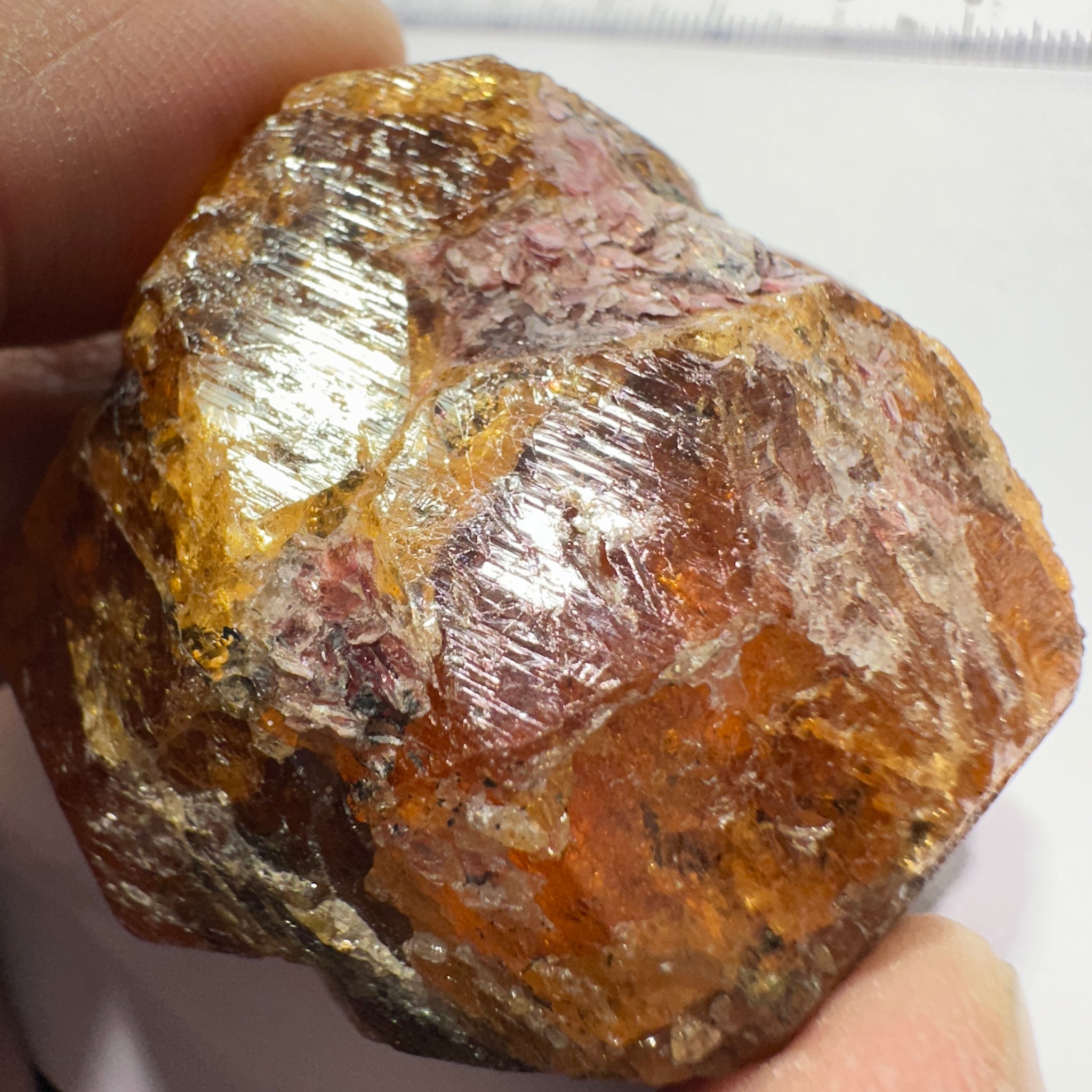 Mandarin Spessartite Garnet Crystal 95.30gm, 45 x 41 x 29mm, Untreated Unheated
