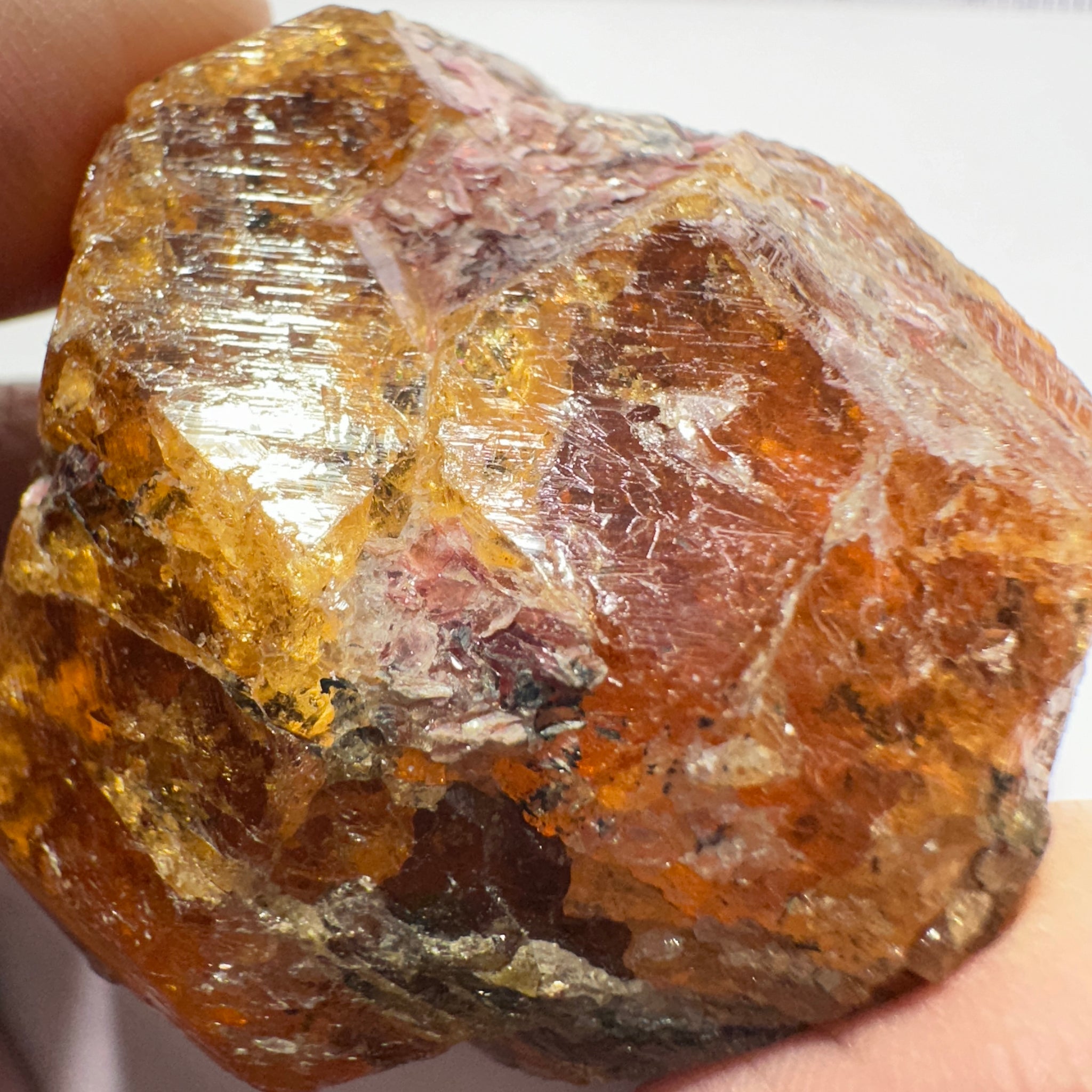 Mandarin Spessartite Garnet Crystal 95.30gm, 45 x 41 x 29mm, Untreated Unheated