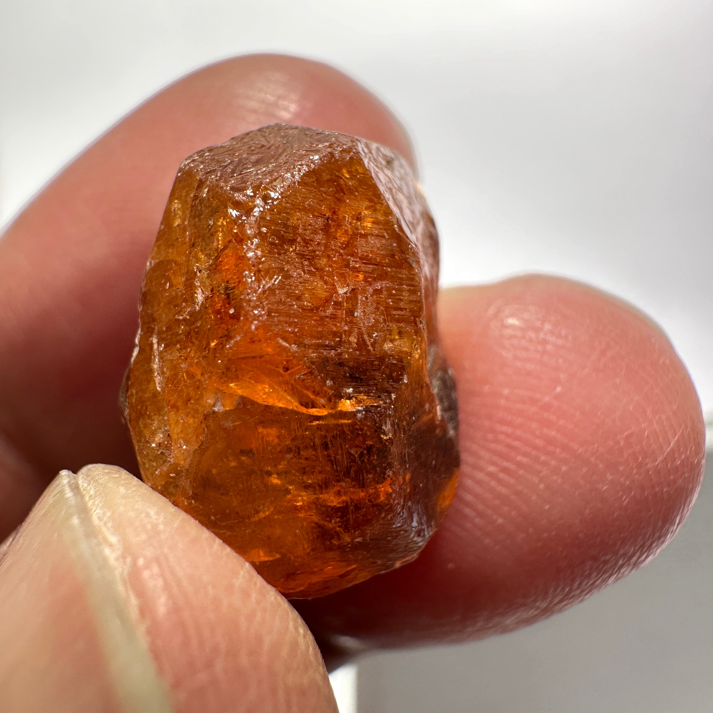 30.79ct / 6.15gm Spessartite Garnet Crystal, Loliondo, Tanzania. Untreated Unheated