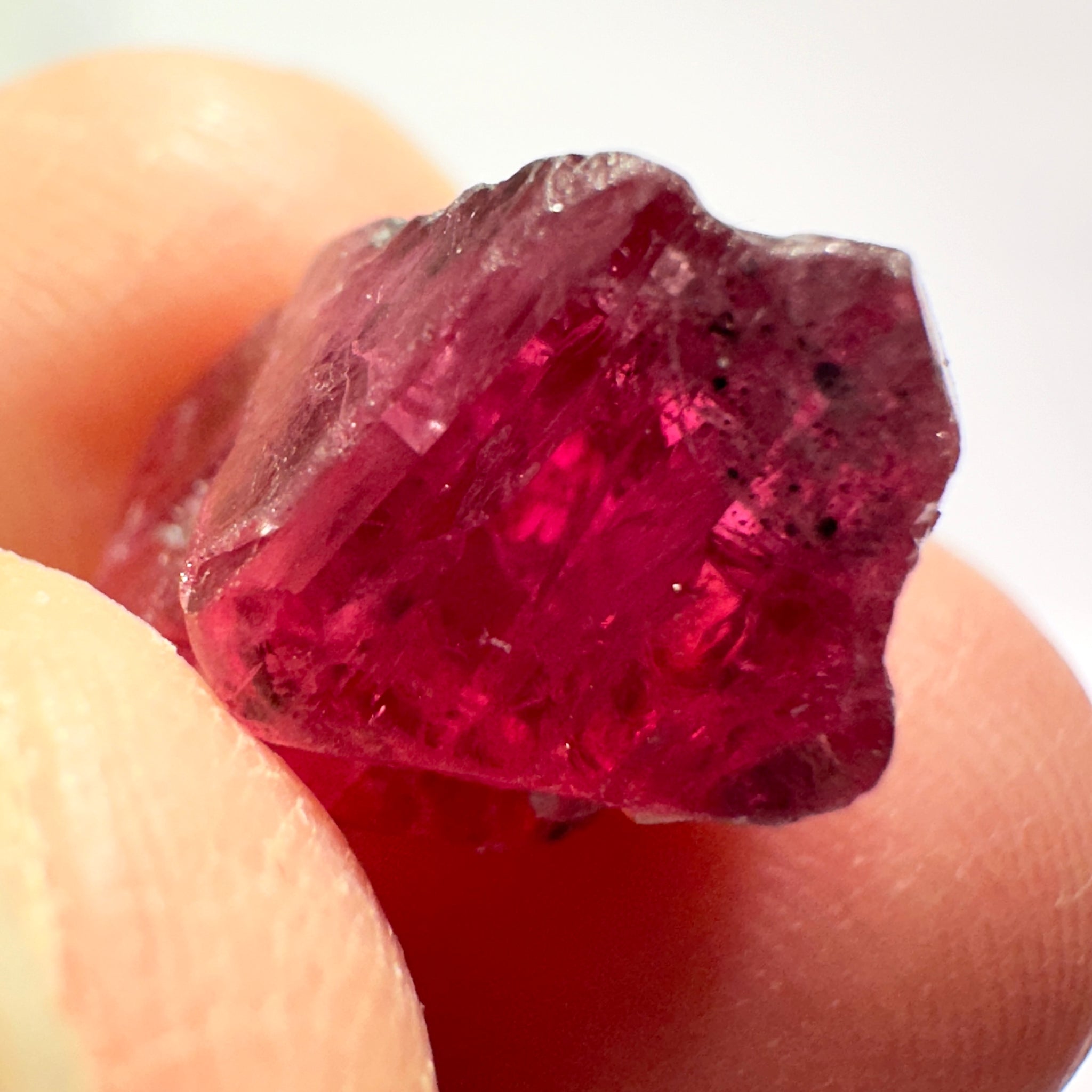 Mahenge Red Spinel Crystal, 13.48ct, Twin Crystal, Mahenge, Tanzania, Untreated Unheated - Tiny Facetable Portions. 15.9 x 9 x 8.8 mm