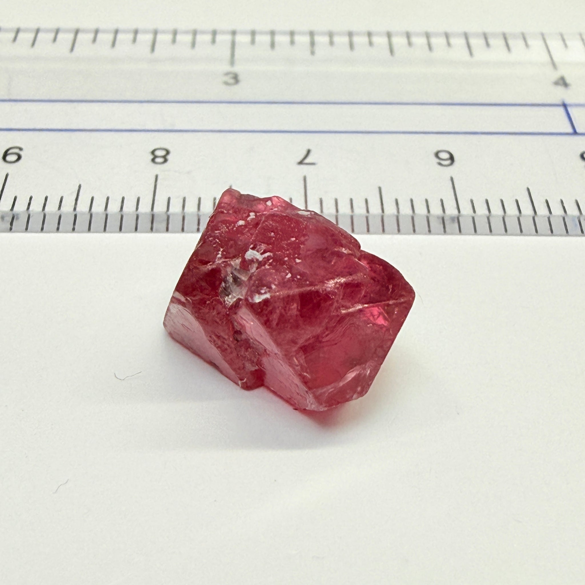 Mahenge Red Spinel Crystal, 13.48ct, Twin Crystal, Mahenge, Tanzania, Untreated Unheated - Tiny Facetable Portions. 15.9 x 9 x 8.8 mm