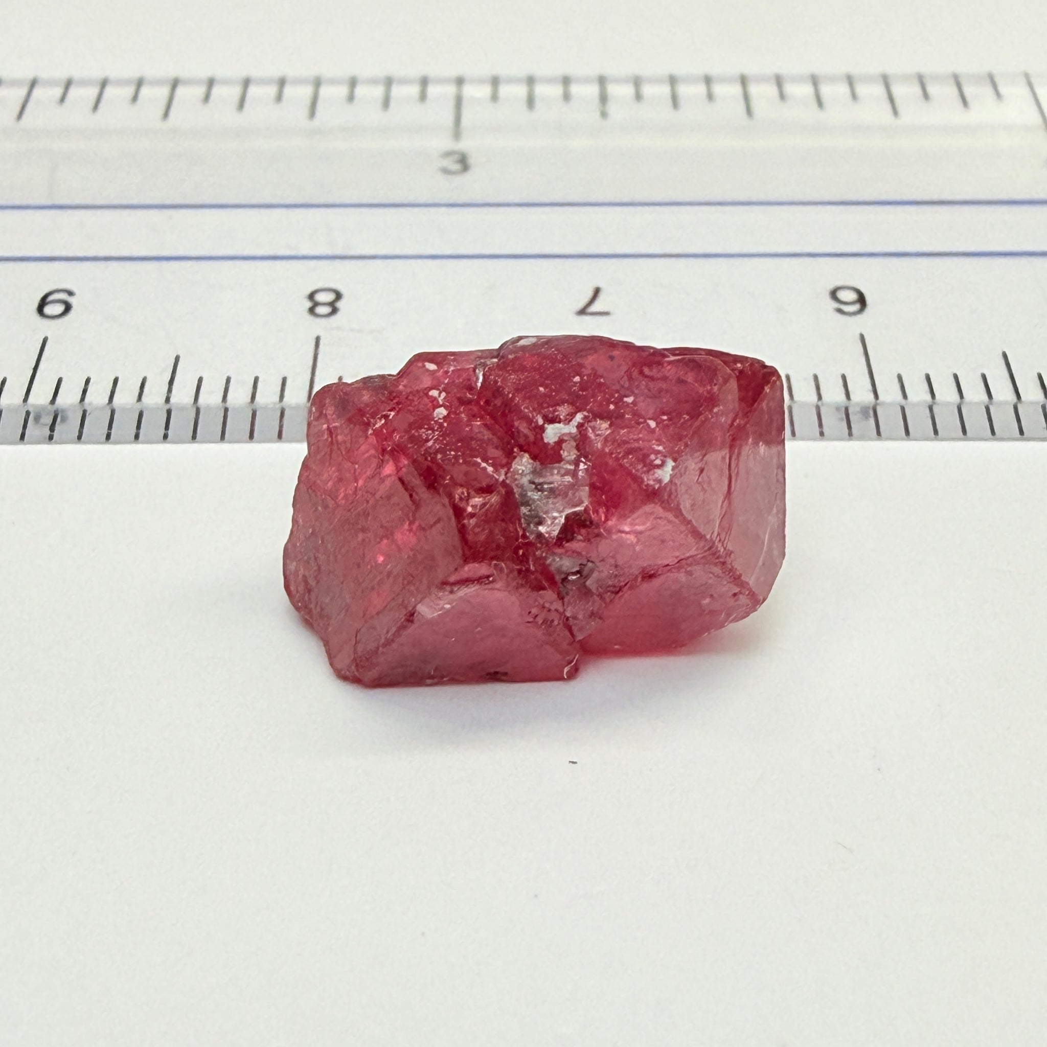 Mahenge Red Spinel Crystal, 13.48ct, Twin Crystal, Mahenge, Tanzania, Untreated Unheated - Tiny Facetable Portions. 15.9 x 9 x 8.8 mm