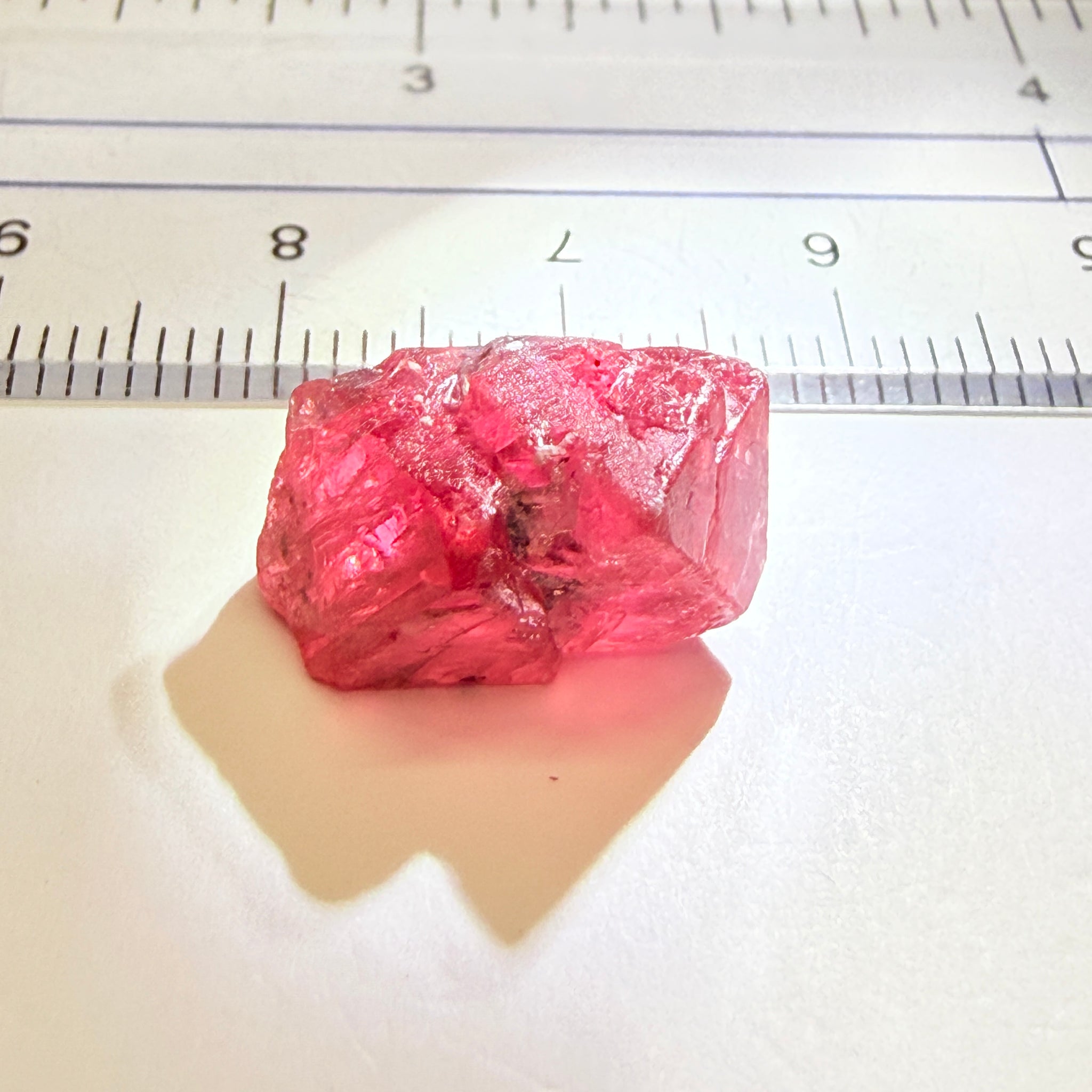 Mahenge Red Spinel Crystal, 13.48ct, Twin Crystal, Mahenge, Tanzania, Untreated Unheated - Tiny Facetable Portions. 15.9 x 9 x 8.8 mm