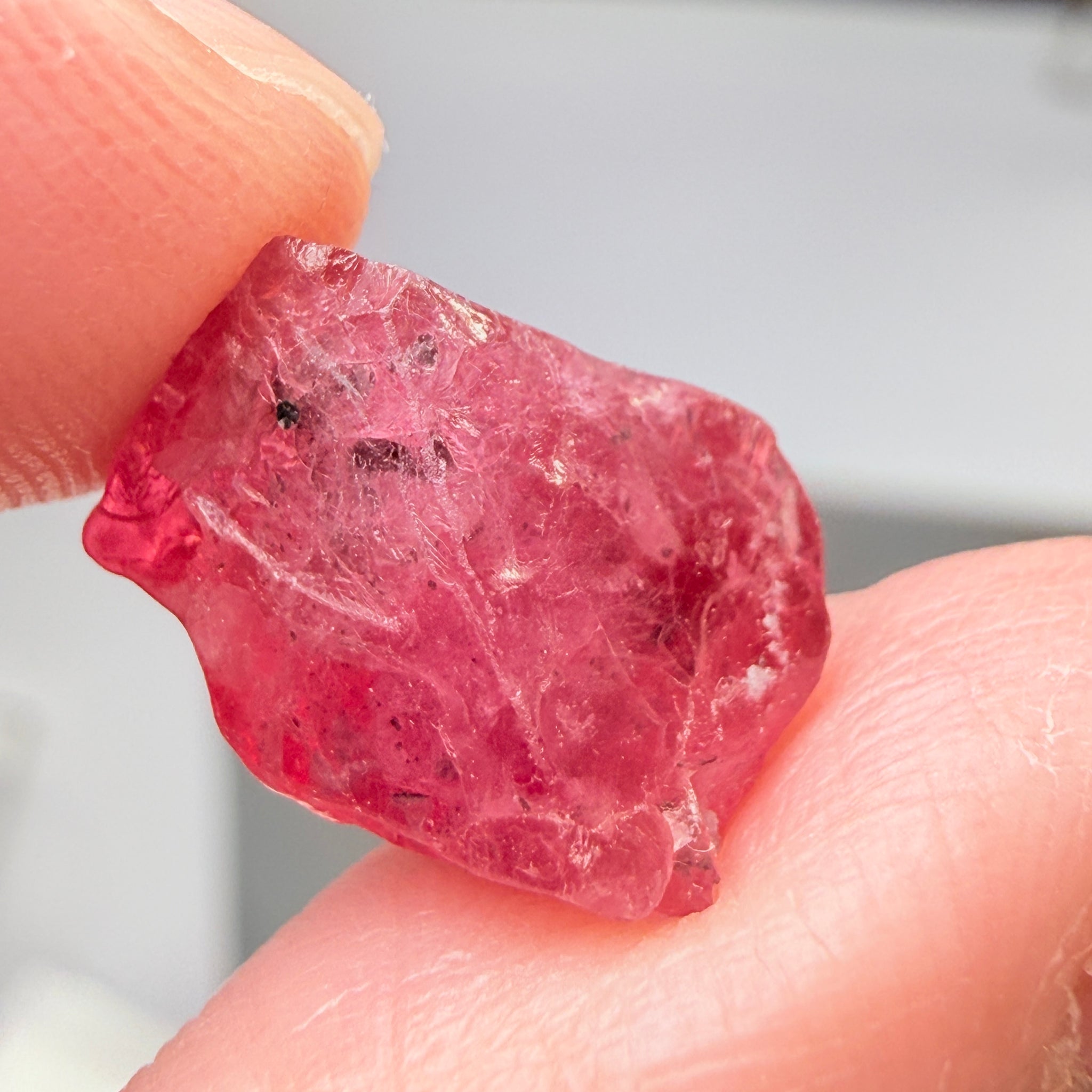 Mahenge Red Spinel Crystal. 10.53ct, Tanzania, Untreated, Unheated. 14.5 x 8.1 x 11.7 mm