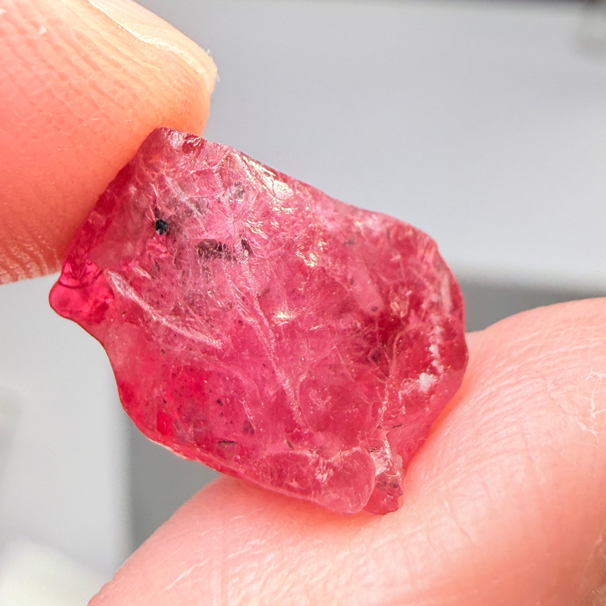 Mahenge Red Spinel Crystal. 10.53ct, Tanzania, Untreated, Unheated. 14.5 x 8.1 x 11.7 mm