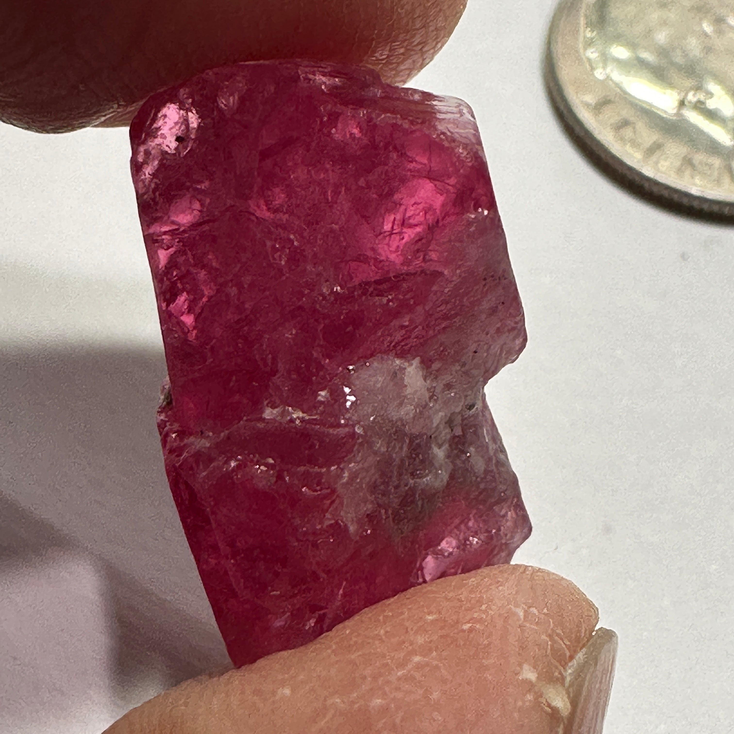 22.51ct Mahenge Red Spinel Crystal, WITH SMALL FACETABLE PORTIONS, Tanzania, Untreated, Unheated. 17.2 x 11.4 x 12.2 mm
