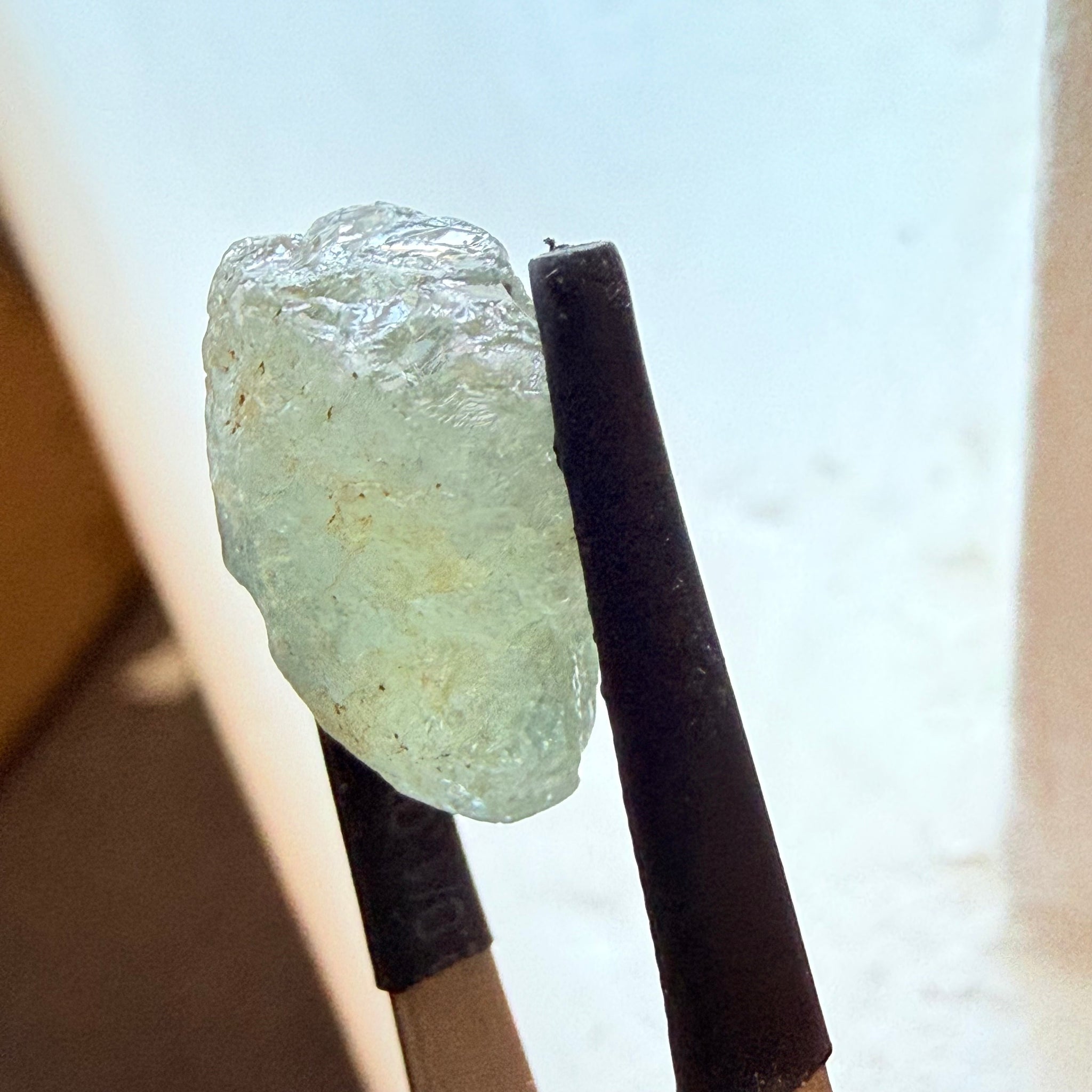 Umba Sapphire, 14.72ct, Umba Valley, Tanzania, Untreated Unheated. Slightly to moderately included,  slight silk, crack going a 1/4 way in. See the backlit pics  I have circled the crack, minor fissures to be removed before faceting