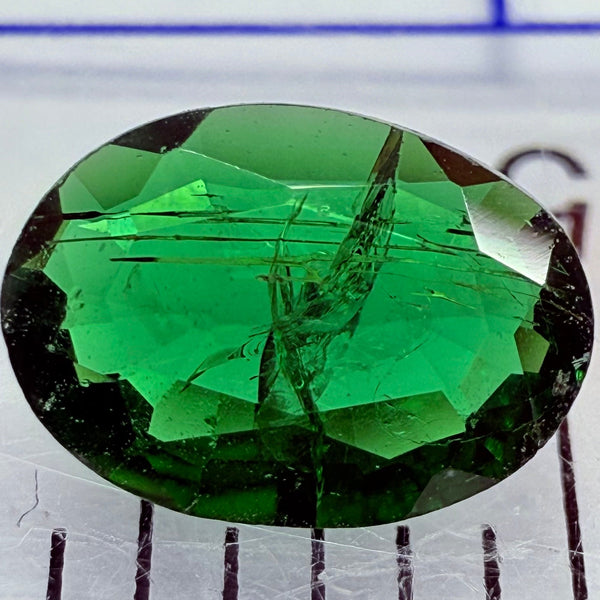 Chrome Tourmaline, 0.41ct, Landanai, Tanzania, Untreated Unheated, native cut, heavily included, flat shape, priced accordingly
