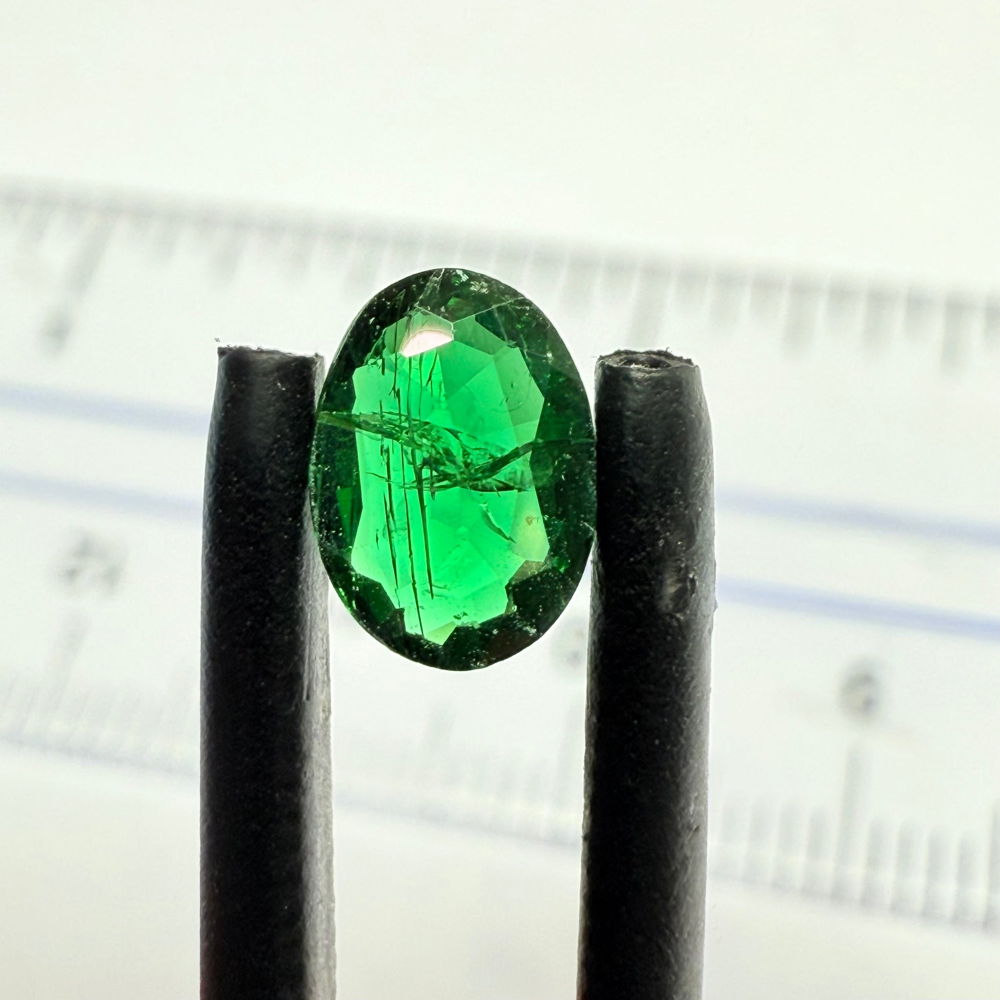 Chrome Tourmaline, 0.41ct, Landanai, Tanzania, Untreated Unheated, native cut, heavily included, flat shape, priced accordingly