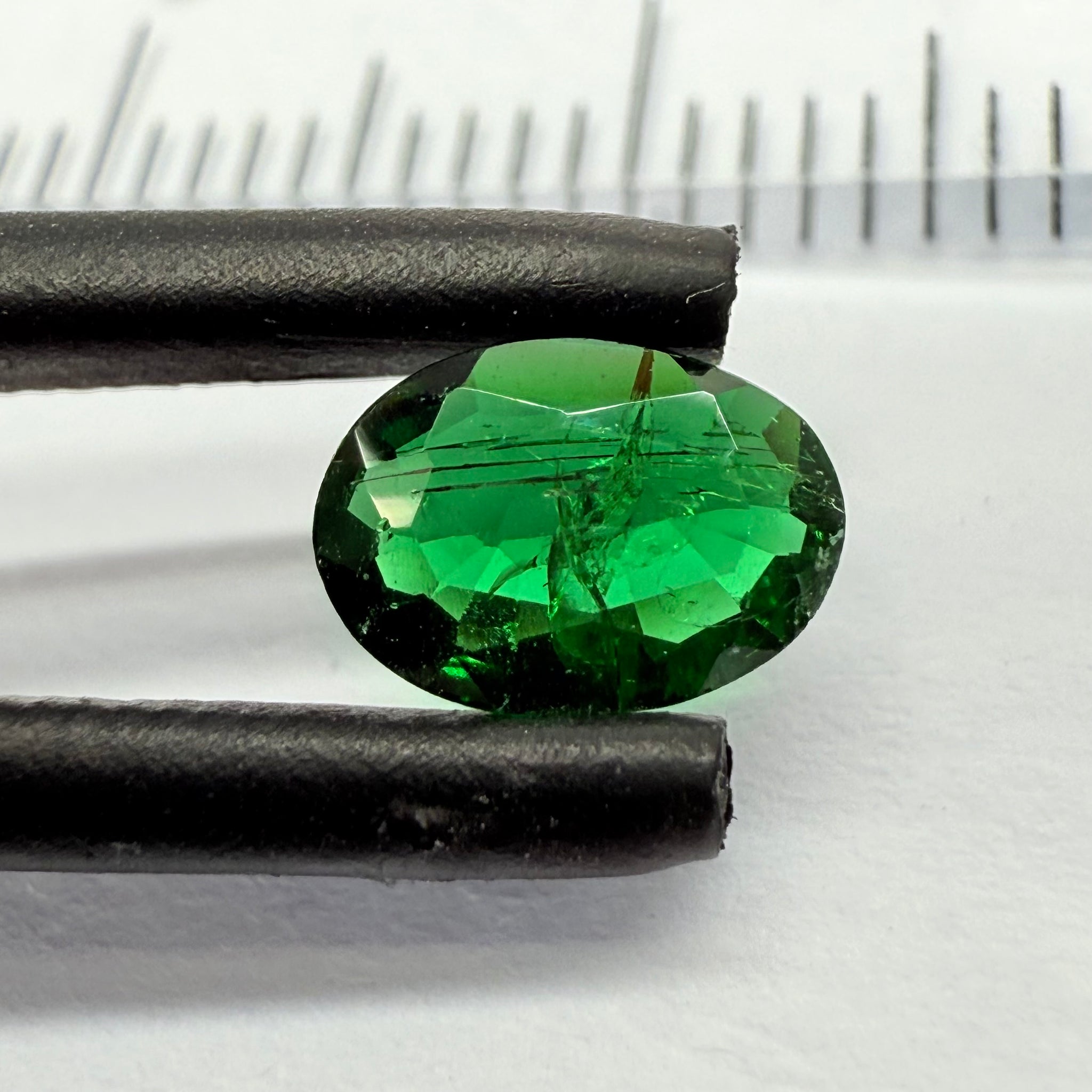 Chrome Tourmaline, 0.41ct, Landanai, Tanzania, Untreated Unheated, native cut, heavily included, flat shape, priced accordingly