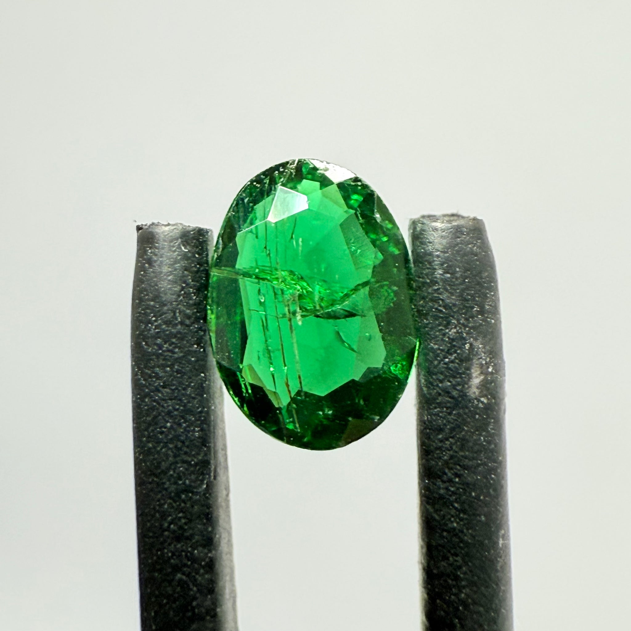 Chrome Tourmaline, 0.41ct, Landanai, Tanzania, Untreated Unheated, native cut, heavily included, flat shape, priced accordingly