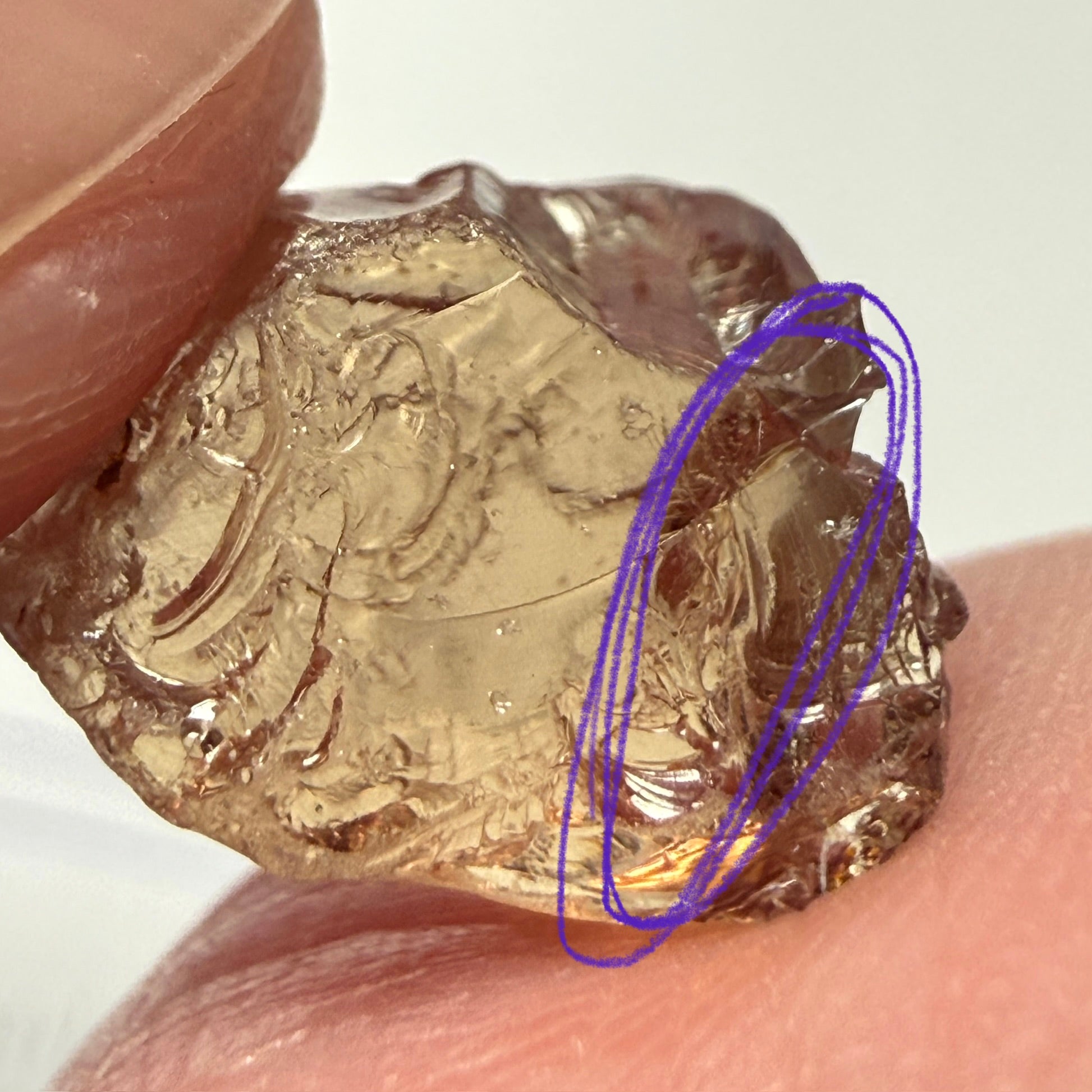 Malaya Garnet, 6.44ct, Tanzania, Untreated Unheated, inclusion on the outside, see marked circle, rest faint needles, shape flattish, see pics