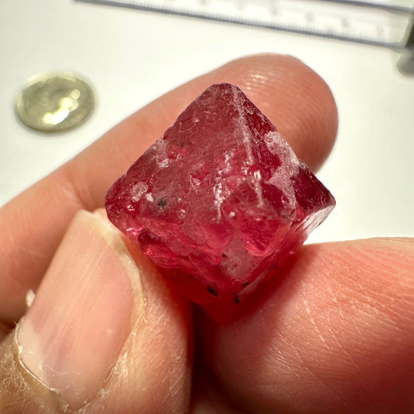 22.87ct Mahenge Spinel Crystal, Mahenge, Tanzania, Untreated Unheated. 17.2 x 15.8 x 12.9 mm