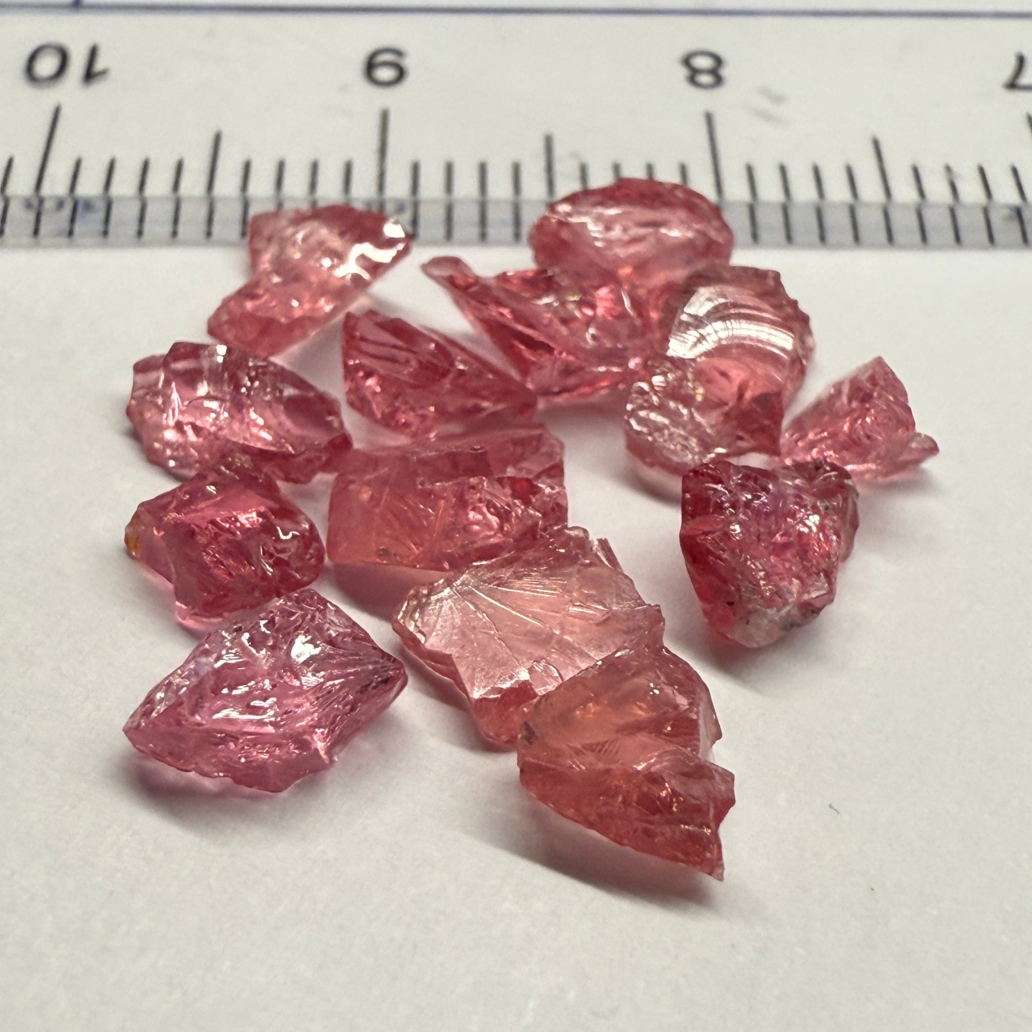 Mahenge Spinel Melee Lot, 6.84ct, 13 pc, Mahenge Tanzania, Untreated Unheated, set into jewellery as is