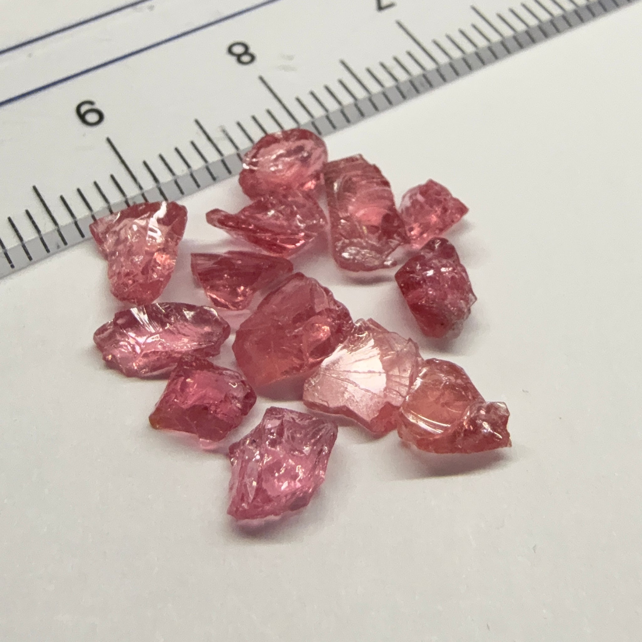 Mahenge Spinel Melee Lot, 6.84ct, 13 pc, Mahenge Tanzania, Untreated Unheated, set into jewellery as is