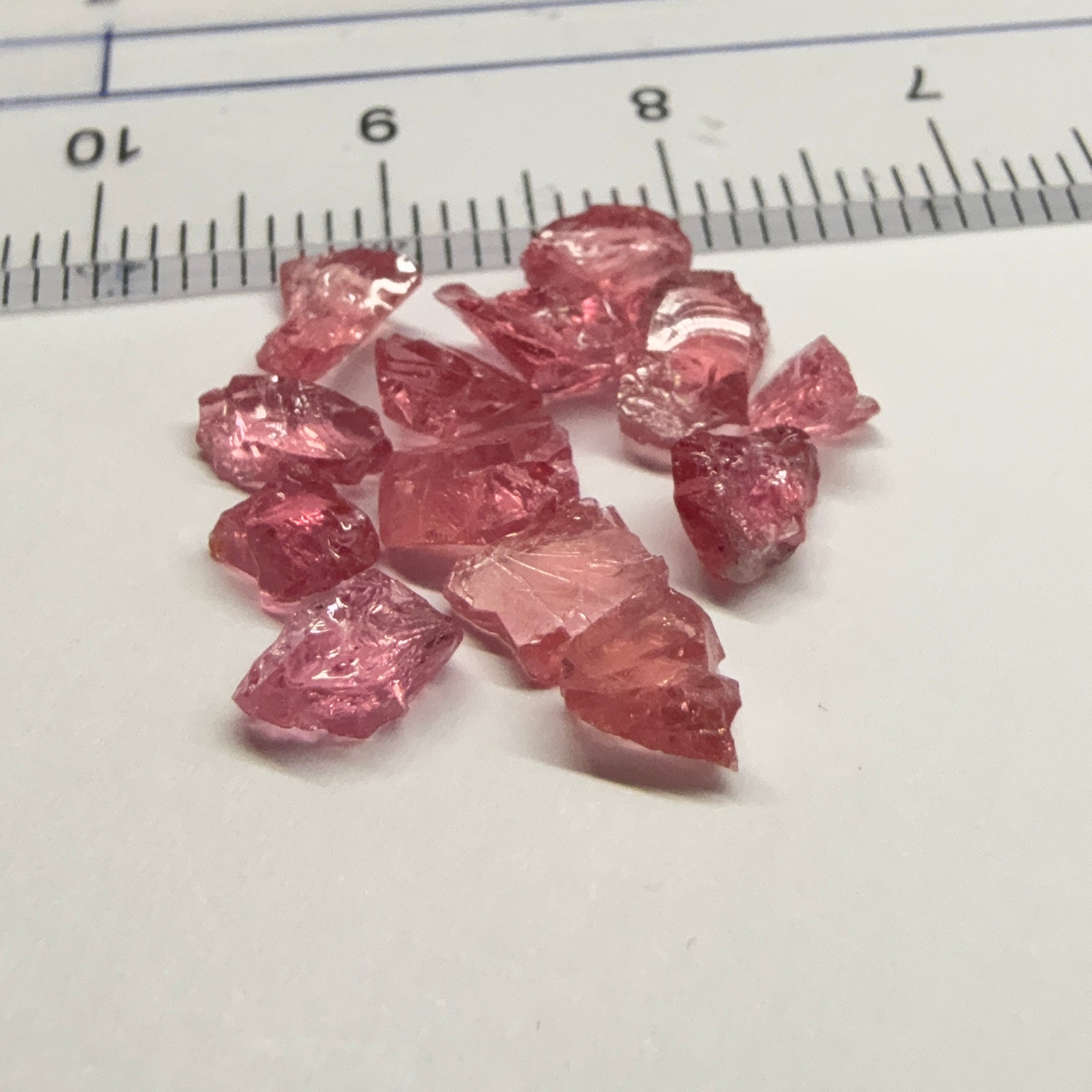 Mahenge Spinel Melee Lot, 6.84ct, 13 pc, Mahenge Tanzania, Untreated Unheated, set into jewellery as is