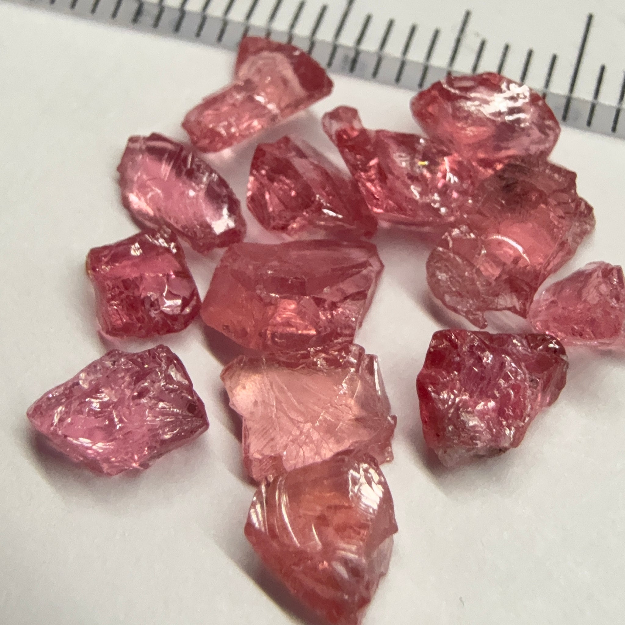 Mahenge Spinel Melee Lot, 6.84ct, 13 pc, Mahenge Tanzania, Untreated Unheated, set into jewellery as is