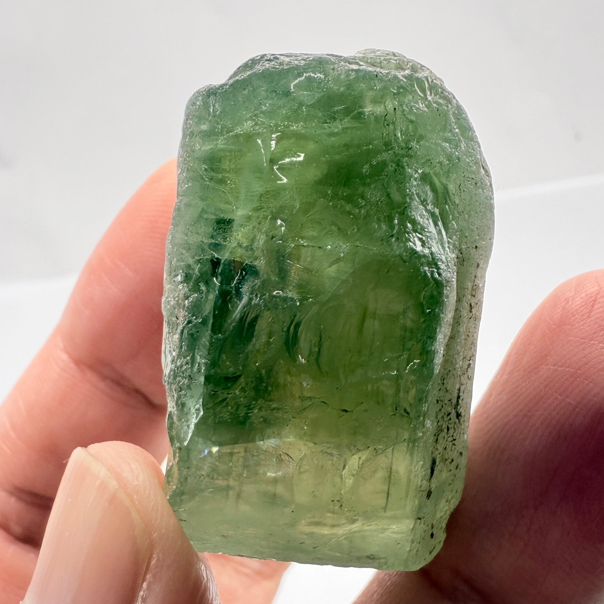 Apatite crystal, Cabbing rough, 191.87ct, Tanzania, Untreated Unheated, silky cabbing rough, see video