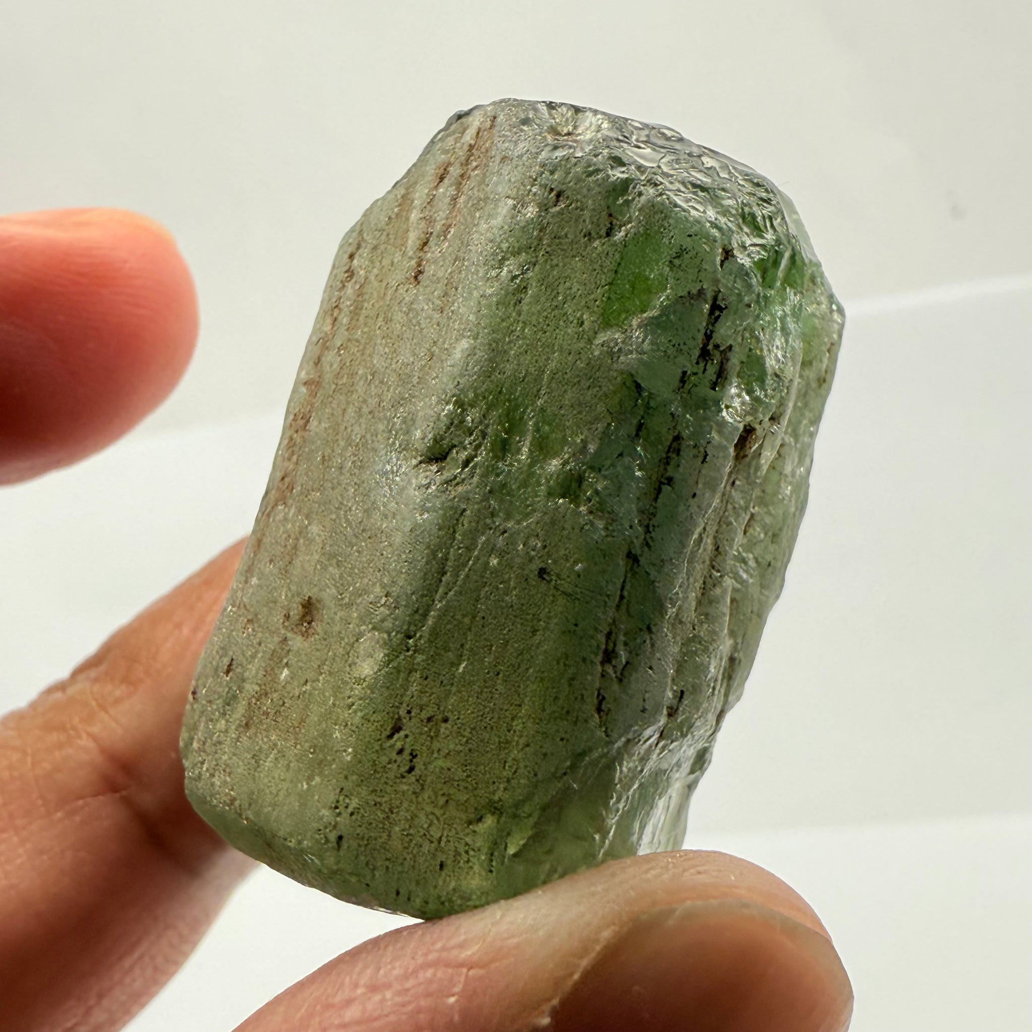 Apatite crystal, Cabbing rough, 191.87ct, Tanzania, Untreated Unheated, silky cabbing rough, see video
