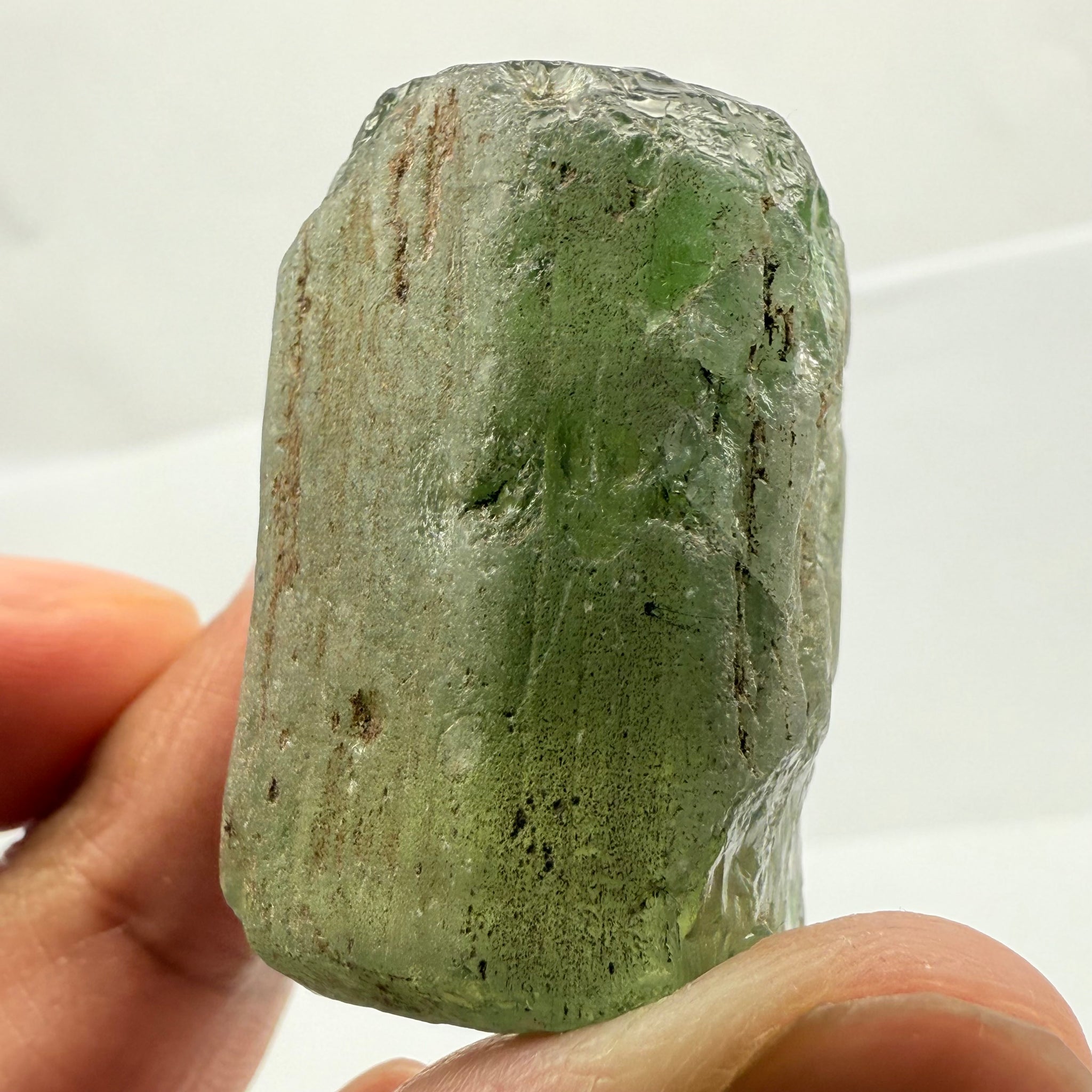 Apatite crystal, Cabbing rough, 191.87ct, Tanzania, Untreated Unheated, silky cabbing rough, see video