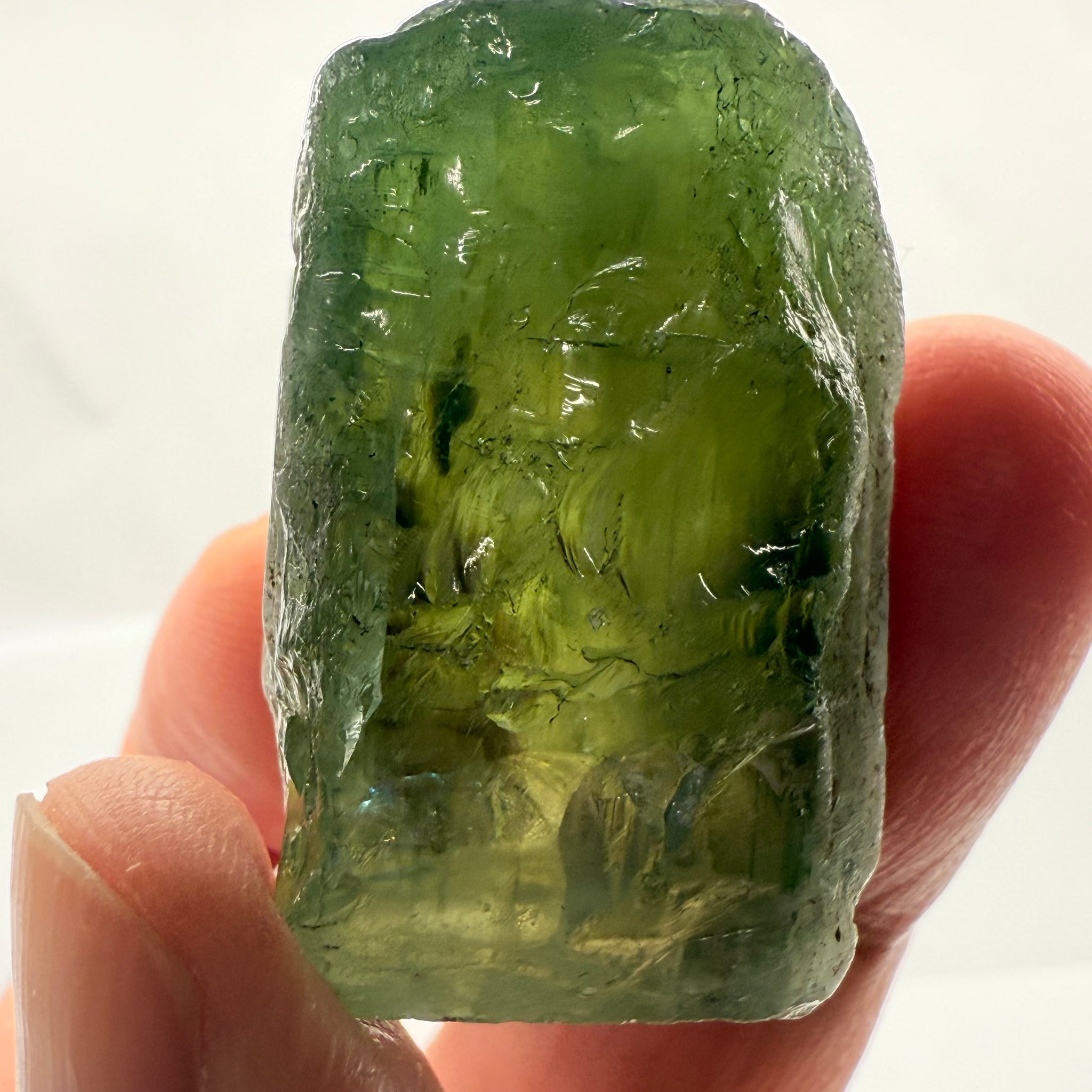 Apatite crystal, Cabbing rough, 191.87ct, Tanzania, Untreated Unheated, silky cabbing rough, see video